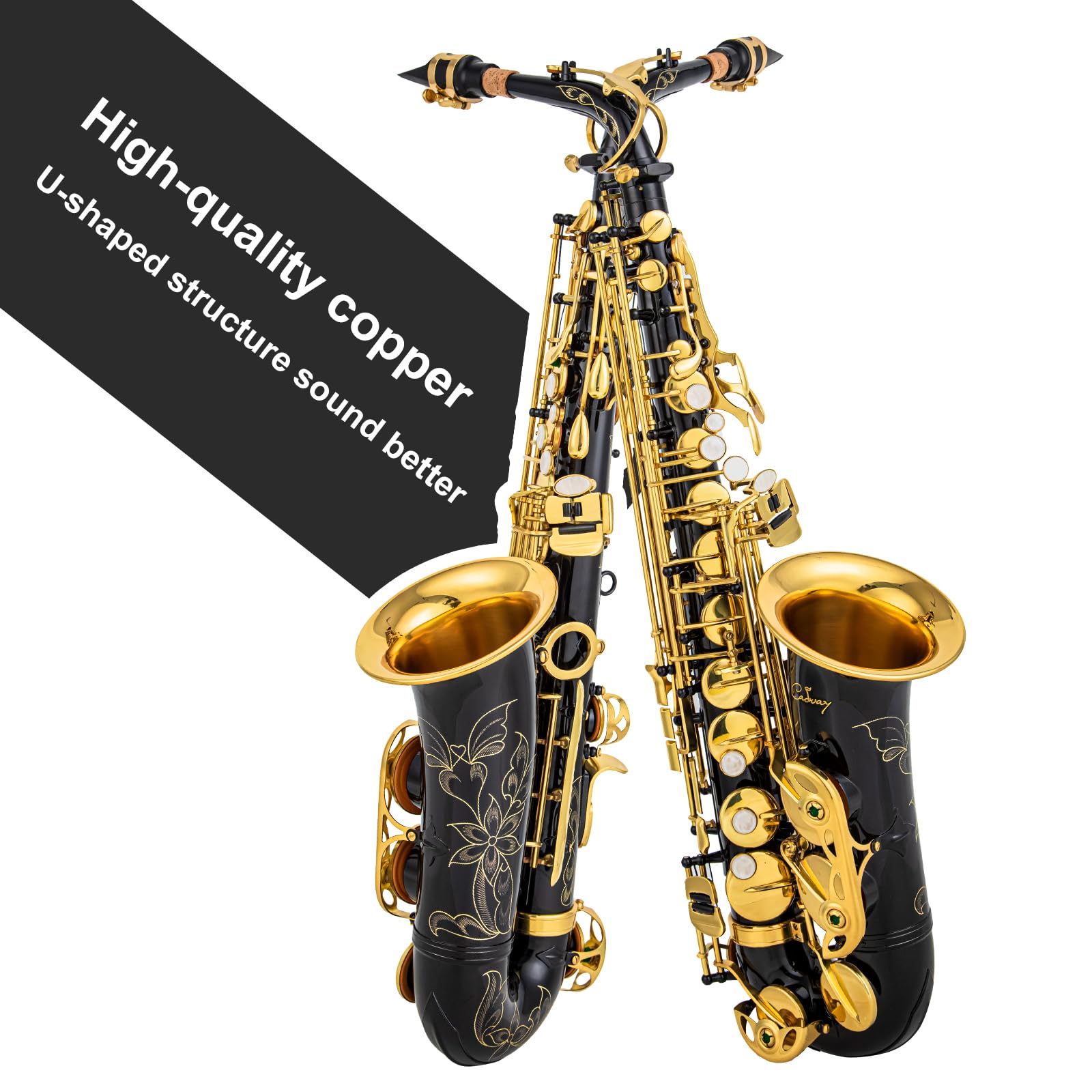 Alto Saxophone Eb beginner Saxophone includes brush canvas suitcase glove whistle piece cork plaster wipe cloth neck strap and other accessories (Gold)