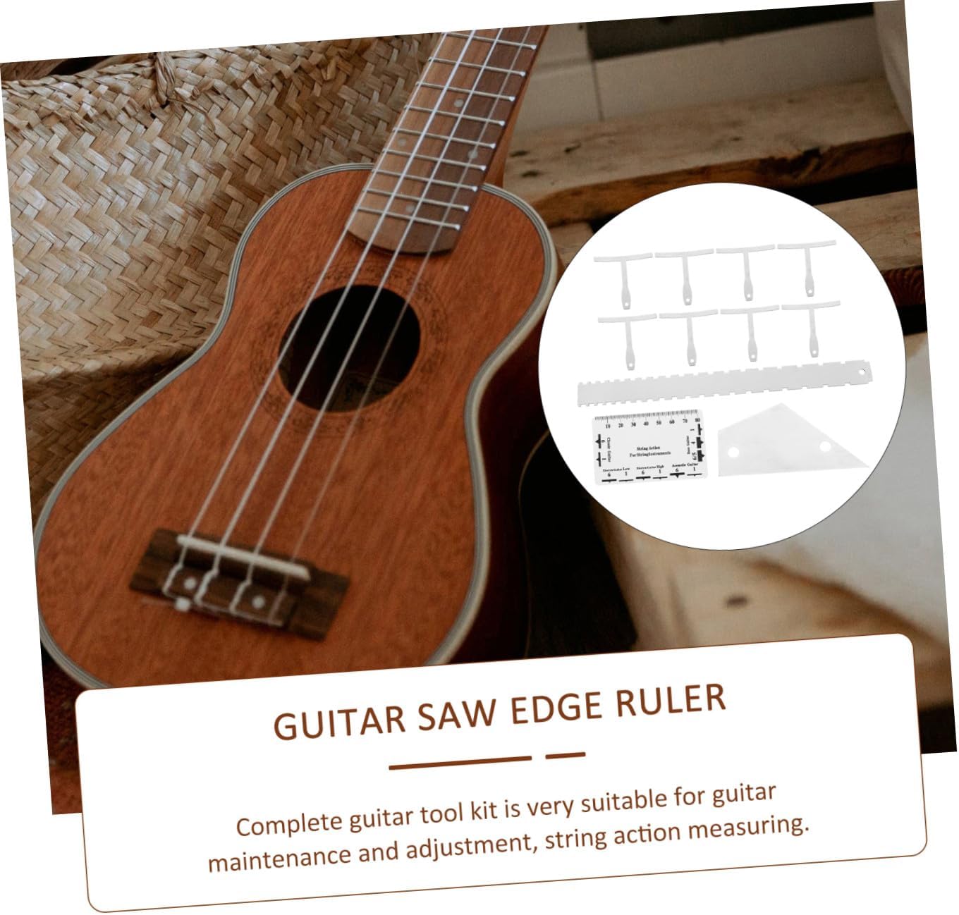 Kisangel 12pcs Guitar String Action Gauge Kit Including Radius Scale Fret Ruler Luthier Tools for Guitar Neck Adjustment