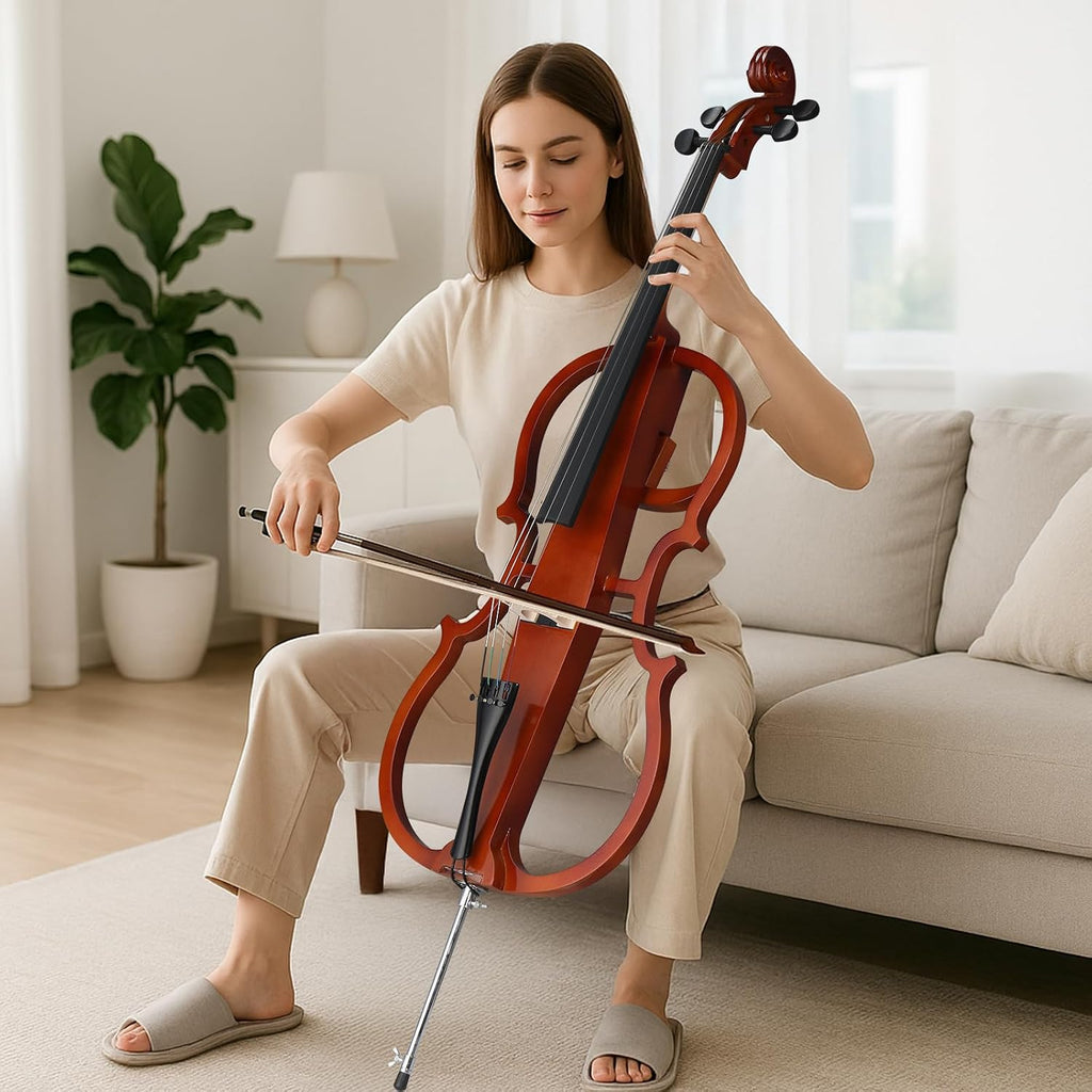 4/4 Full Size Electric Cello,Includes Bag, Bow, Rosin & Headphones, Electric Cello for Beginnerser