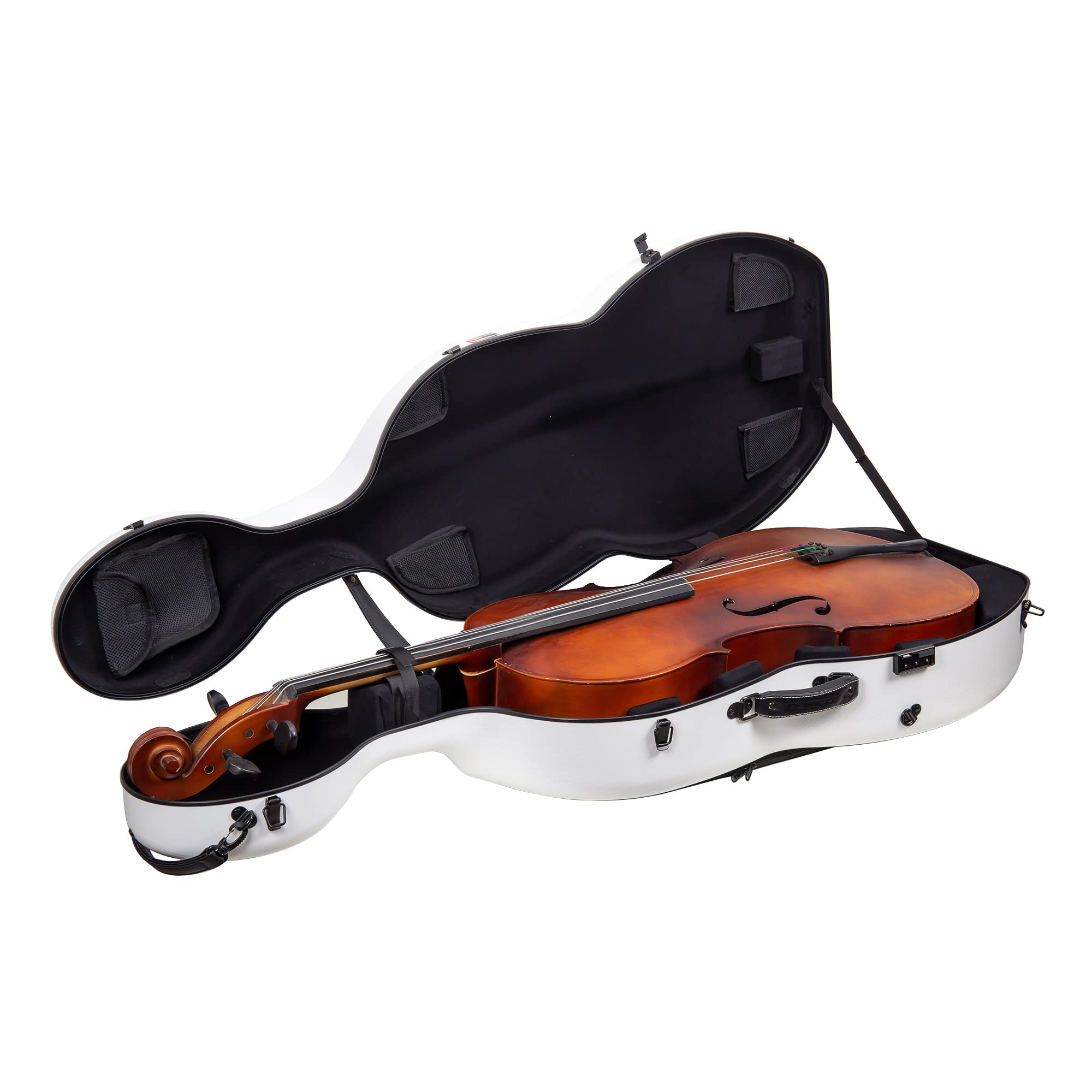 Crossrock Fiberglass 4/4 Cello Case with Wheels for Full Size Cello | Bright Yellow Finish, Velvet Interior, Waterproof Latches, Backpack Straps – Hardshell Protection- (CRF1020CEFYL)