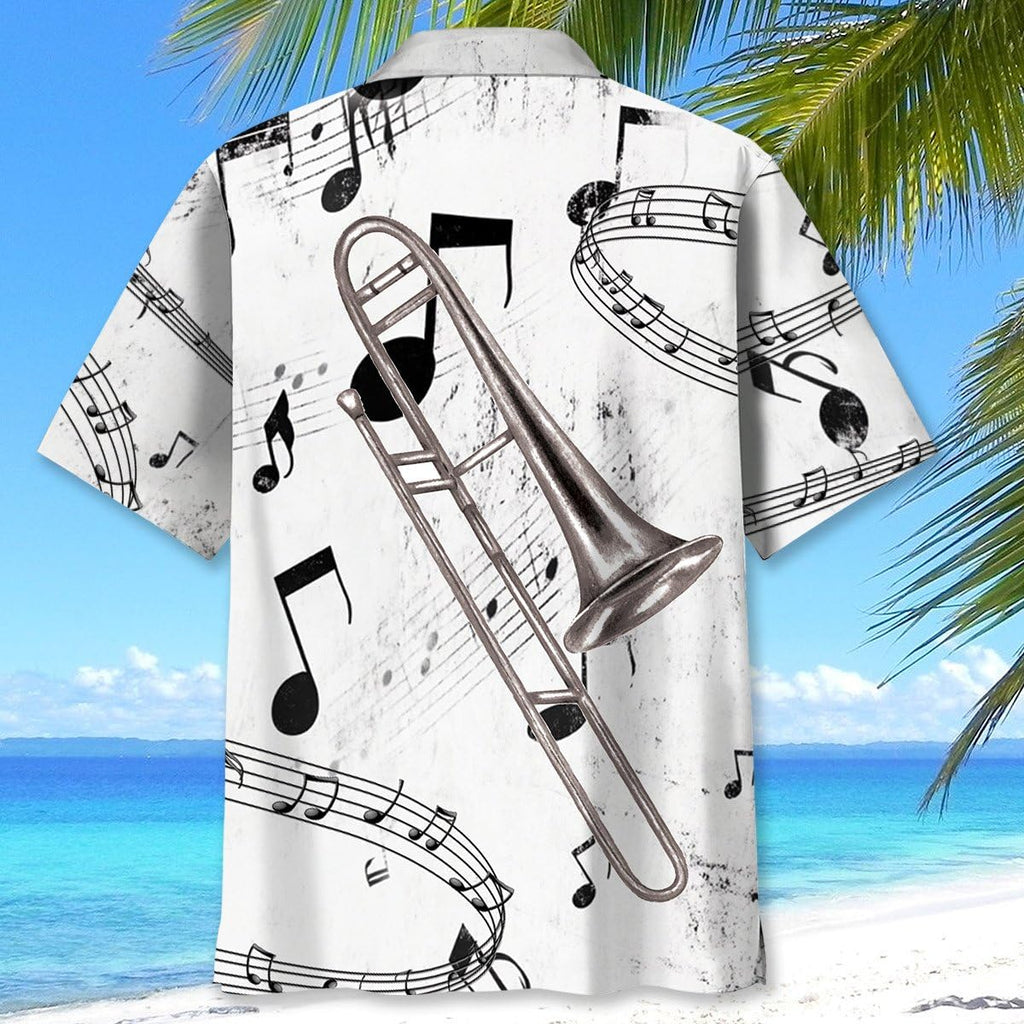 Trombone Hawaiian Shirt, Mens Trombone Short Sleeve Shirt, Music Band Gifts