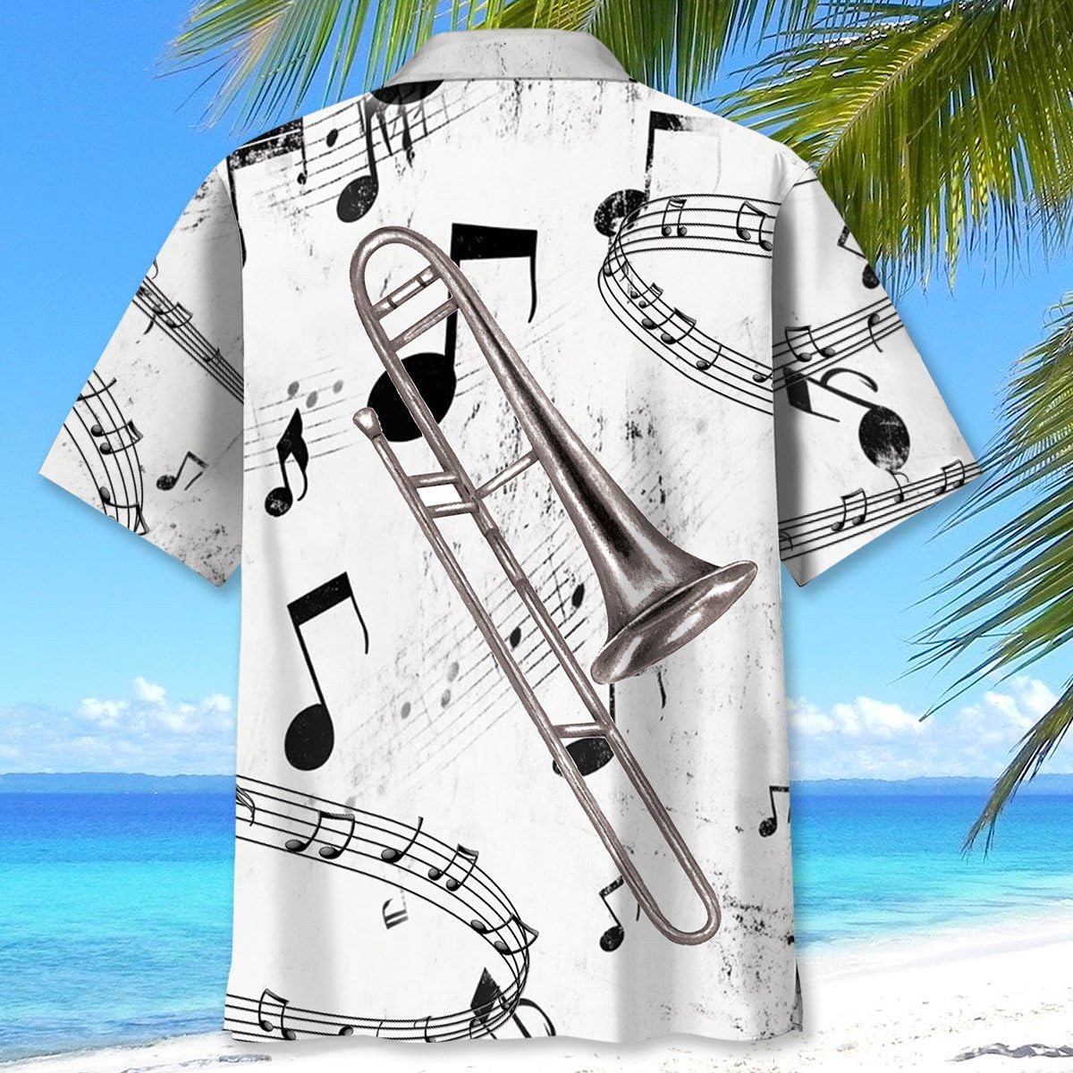 Trombone Hawaiian Shirt, Mens Trombone Short Sleeve Shirt, Music Band Gifts