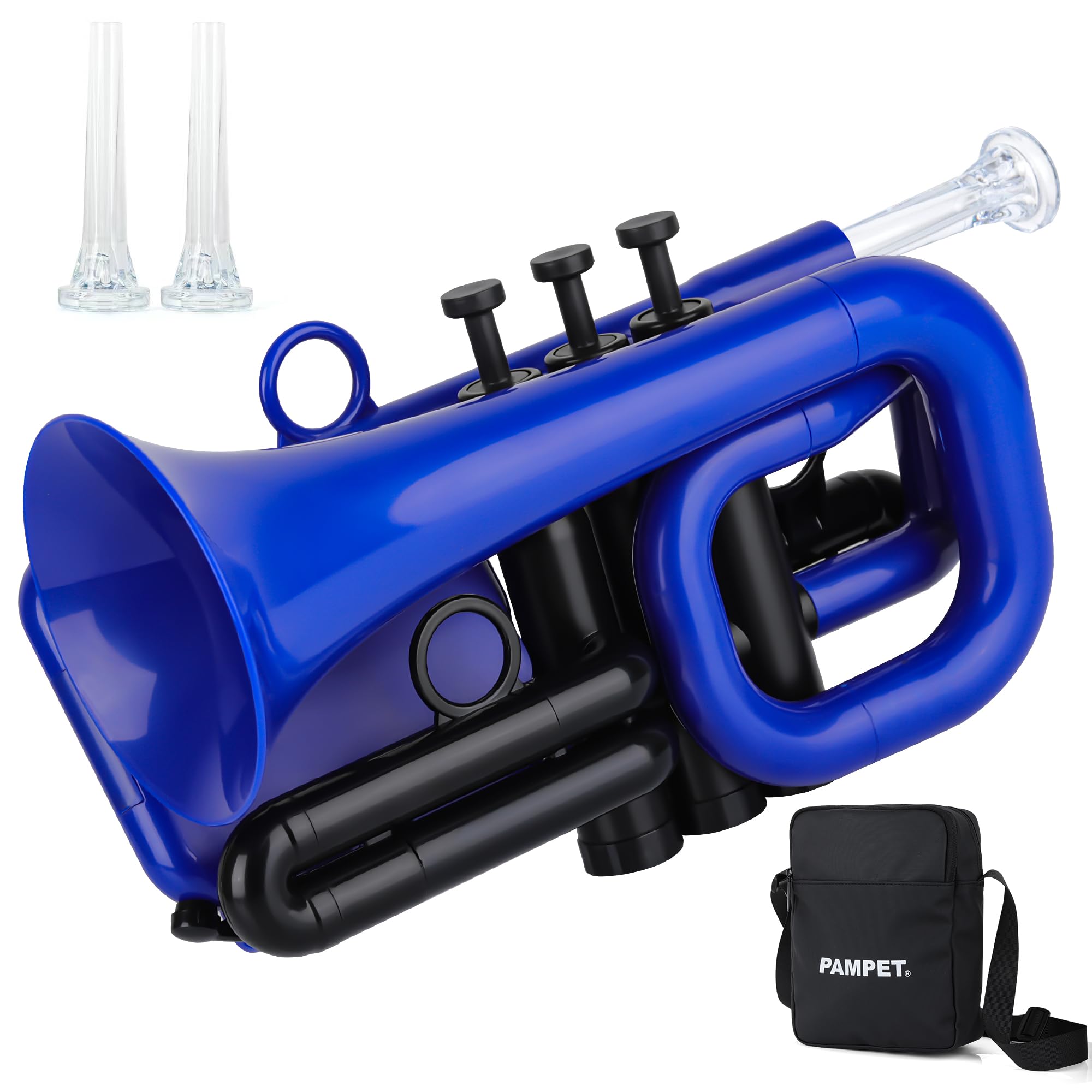 PAMPET DOLPHIN Pocket Trumpet Plastic Bb Trumpet Standard Trumpets for Student Beginner Bb Trumpets Instrument (Black)