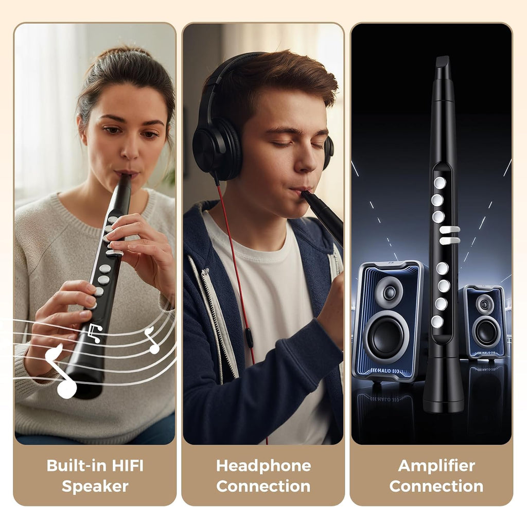 Costzon Electronic Wind Instrument, Portable Mini Digital Electric Saxophone with MIDI, 100 Tones, 3W HIFI Speaker, 4-Octave Range & 2 Fingerings, Rechargeable EWI Synthesizer for Beginners Adults