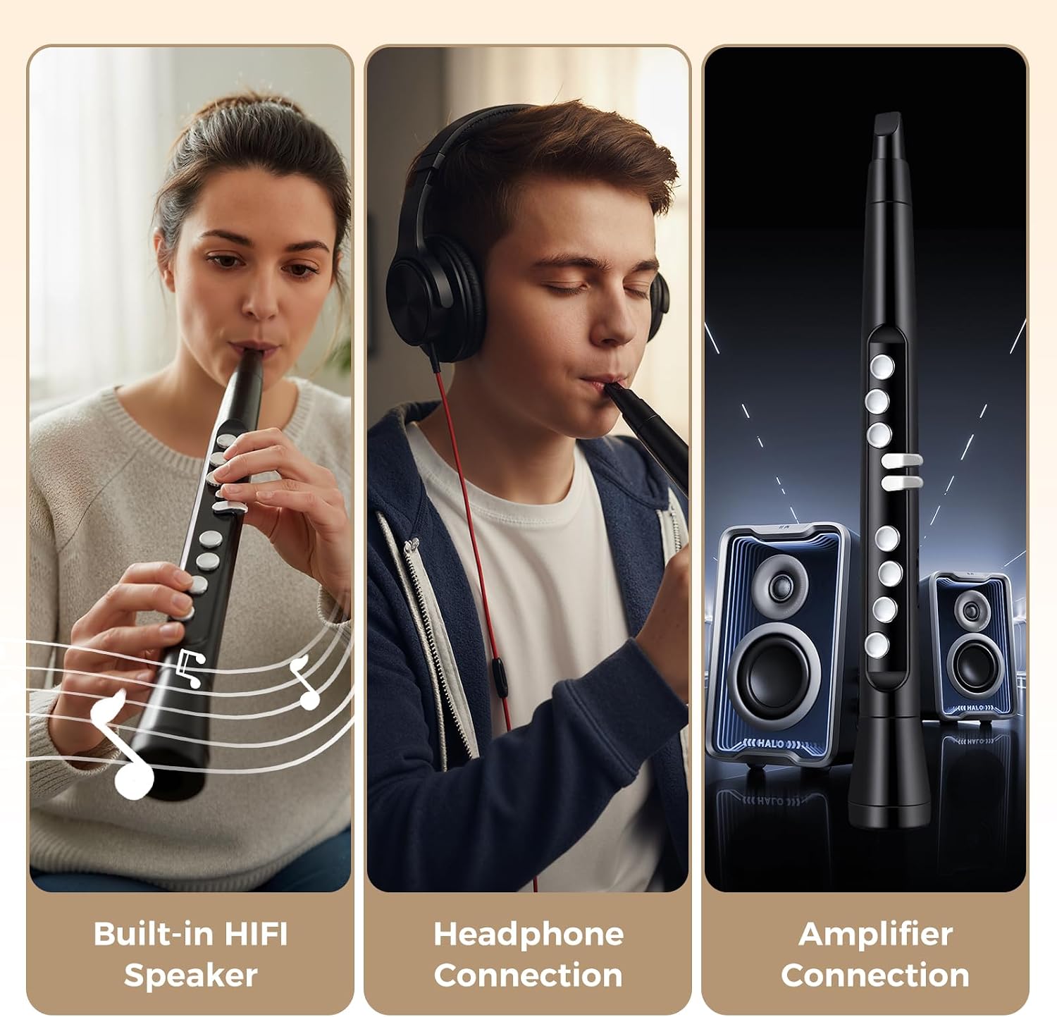 Costzon Electronic Wind Instrument, Portable Mini Digital Electric Saxophone with MIDI, 100 Tones, 3W HIFI Speaker, 4-Octave Range & 2 Fingerings, Rechargeable EWI Synthesizer for Beginners Adults