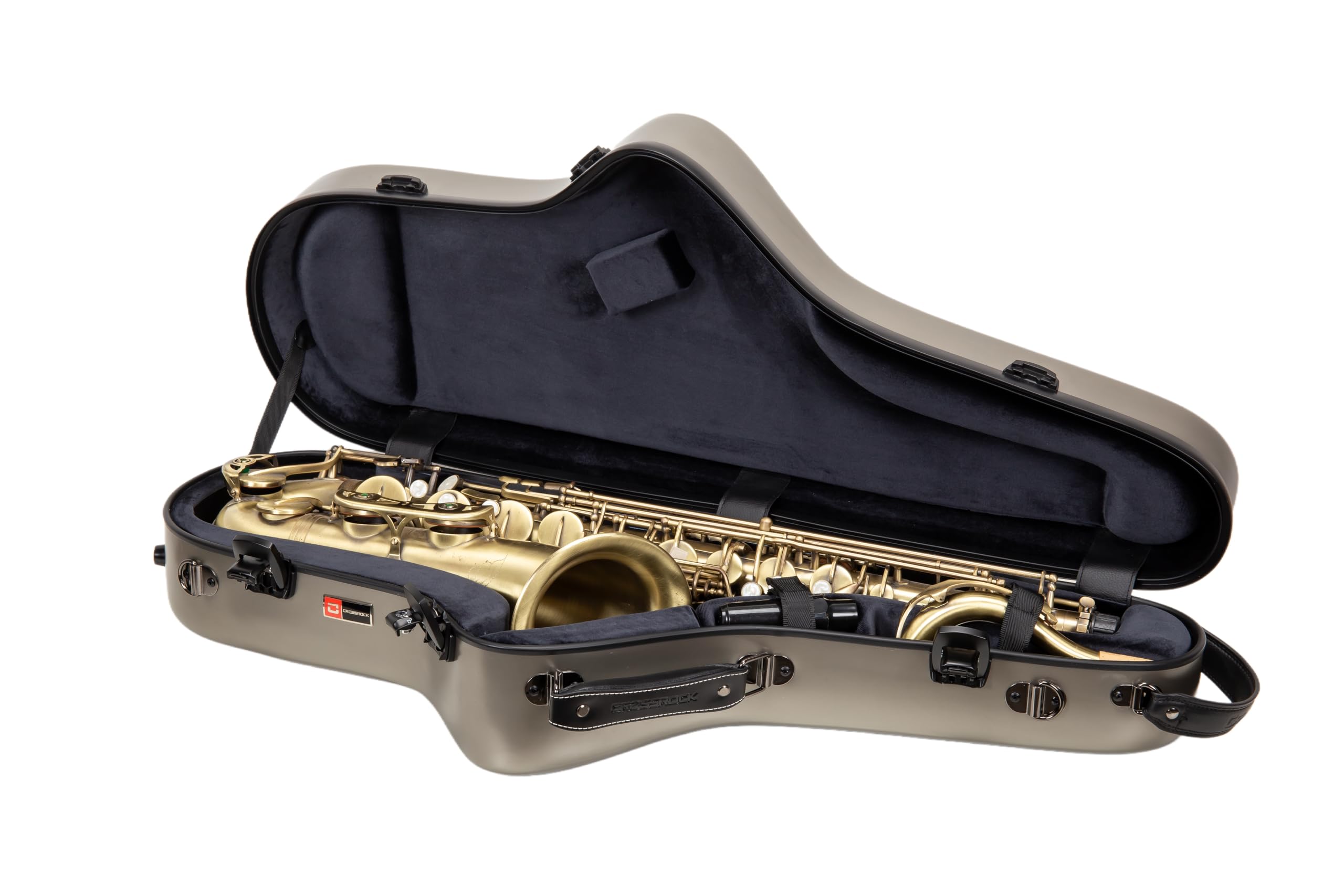 Crossrock Low A Baritone Saxophone Case with Wheels | Polycarbonate Hard Shell, TSA Lock, Anti-Scratch Finish, Neck & Mouthpiece Storage–Black (CRF4050BSBK)