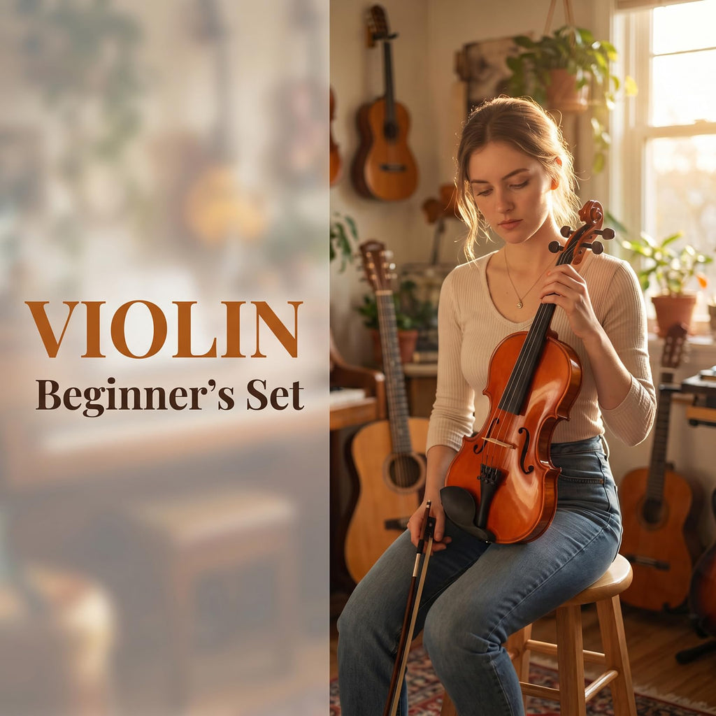 NANYI Size 1/2 beginner first violin Set for Kids, Solid Wood Acoustic Fiddle Kit with Hard Case, Bow, Rosin, Shoulder Rest, Tuner and Extra Strings