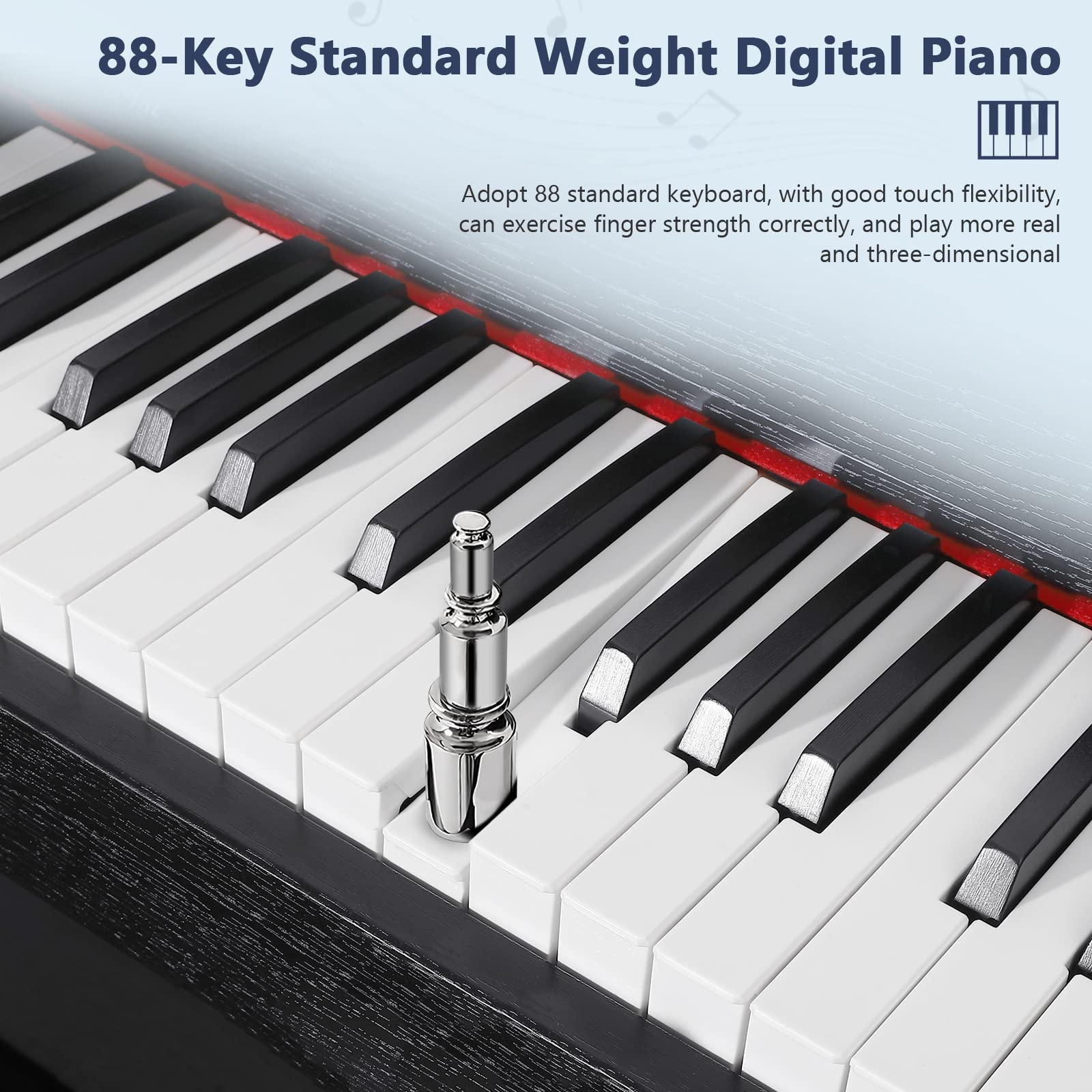 88 Key Digital Piano for Home Studio, with Weighted Hammer Action Keys, Professional Triple Pedal, USB-MIDI Connectivity, Includes Power Adapter, Stand & Headphone Jack, Black
