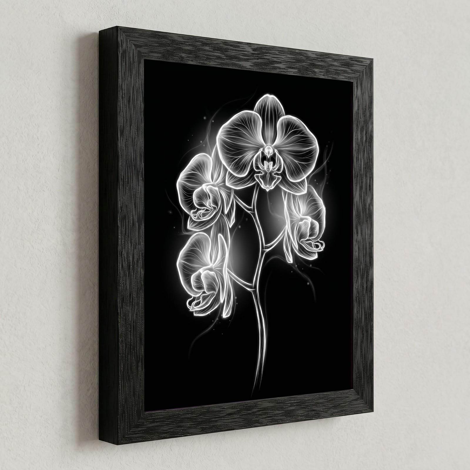 Framed Canvas Wall Art Minimalist Abstract Cello Musical Instrument Electric White Glowing Lines on Black Canvas Print Poster Black Frame Wall Decor for Music Room Studio Modern Art, Inch 24x36