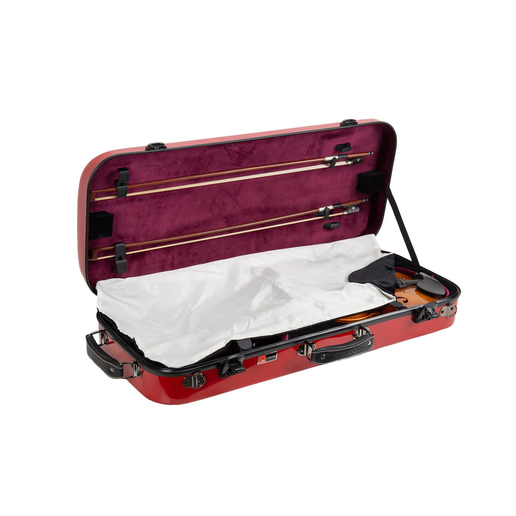 Crossrock Fiberglass Double Violin Case fits Two 4/4 Full-Size Violins- Includes TSA lock, Protective Blanket, Hygrometer, Removable Shoulder Straps- Milky White (CRF2020DVMW)