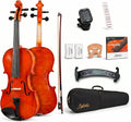 4/4 Full Size Violin Starter Kit, Acoustic Fiddle for Beginners & Students, Tiger-Striped Violin 4/4 Full Size with Ebony Fittings, Includes Alice Bow, 2 Bridges, Tuner, and Case