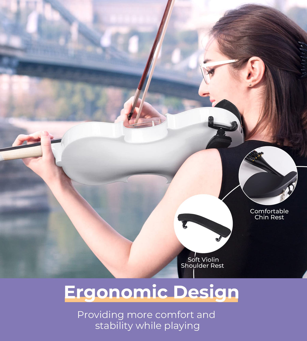 Vangoa 4/4 Full Size Beginner Violin Set, Acoustic Violin for Adults, Teens and Children over 11, Violin Beginner Set (with Hard Case, Rosin, Shoulder Rest, Bow, Spare Strings, Mutes and Black Set)