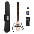 Anygig Travel Electric Guitar Headless – Portable Ultra-Light and Quiet, Full-Scale 25.5” Rosewood Fingerboard, Glow Humbucker, Gig Bag, Removable Stands for Left and Right Black