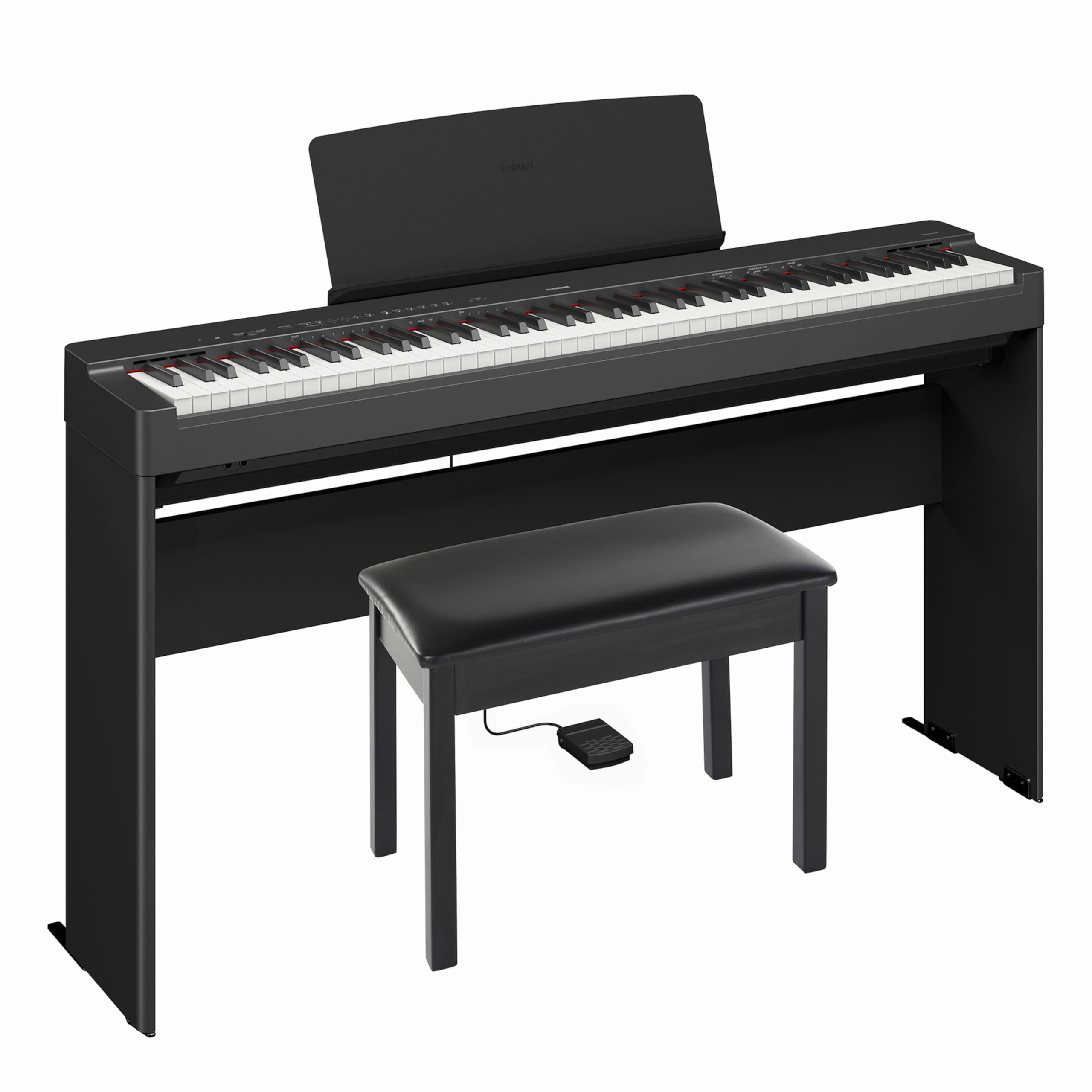 Yamaha P225 88-Key Digital Piano with Weighted Keys, Portable Design, Keyboard, Music Rest, Sustain Foot Switch, and Built-In Speakers, Black (P225B)