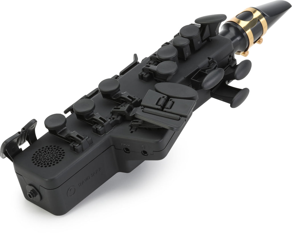 Travel Sax 2 (Black) – Compact Digital Saxophone for Silent Practice Anywhere | Lightweight Electronic Sax with Real Alto Mouthpiece, Built-in Speaker, Bluetooth MIDI/Audio, USB-C, 70+ Internal