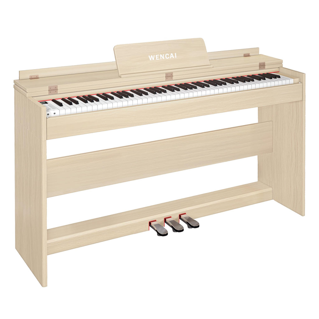 WENCAI 88 Key Fully Weighted Digital Piano Keyboard, White | Hammer Action Electric Pianos, Wooden Upright Electronic Piano for Beginner & Professional, Midi Compatible, Triple Pedal