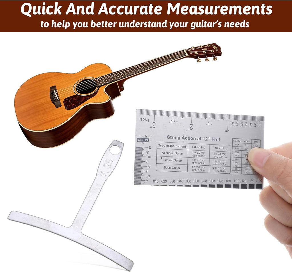 cobee 10 pcs Guitar Luthier Tools,9 Modelle Understring | Guitar Radius Gauge and 1 String Action Gauge Ruler Measuring Tool for Maintenance Bass Setup