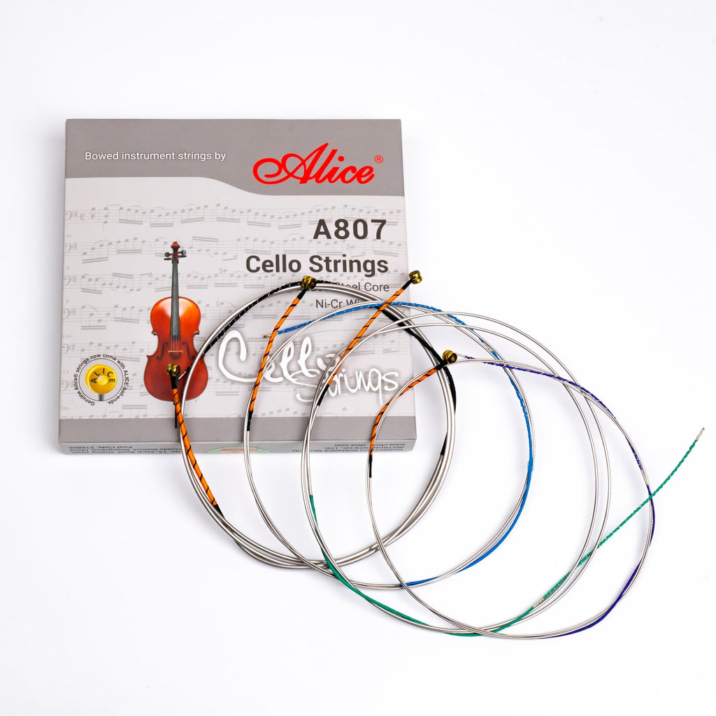 Alice Cello Strings 4/4 Full Set - Well Balanced & Deep-forceful Timbre, Steel Core with Alloy Winding, Cello Strings for 4/4 & 3/4 Size Cello (FullSet A D G and C)