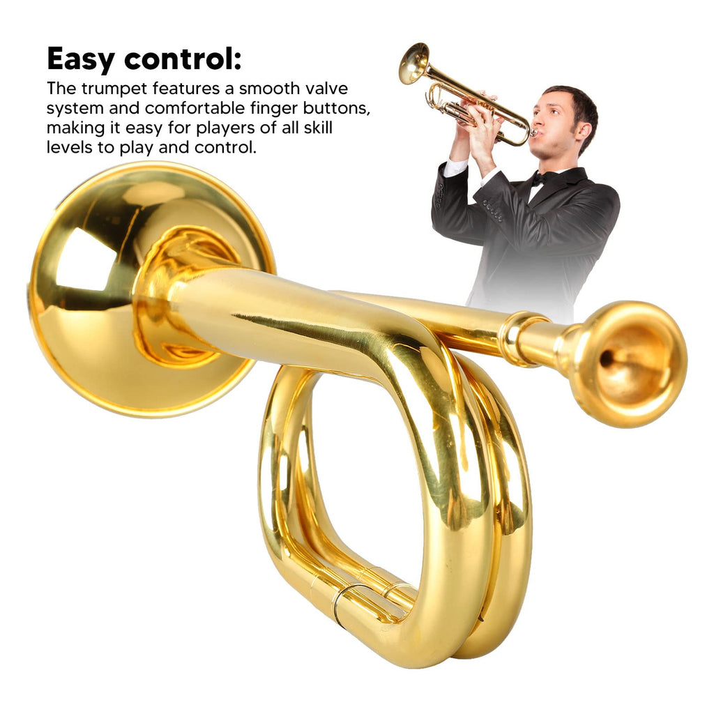 Walfront C Key Trumpet Military Style Brass Trumpet with Mouthpiece for Cavalry Bugle Military Orchestra Silver