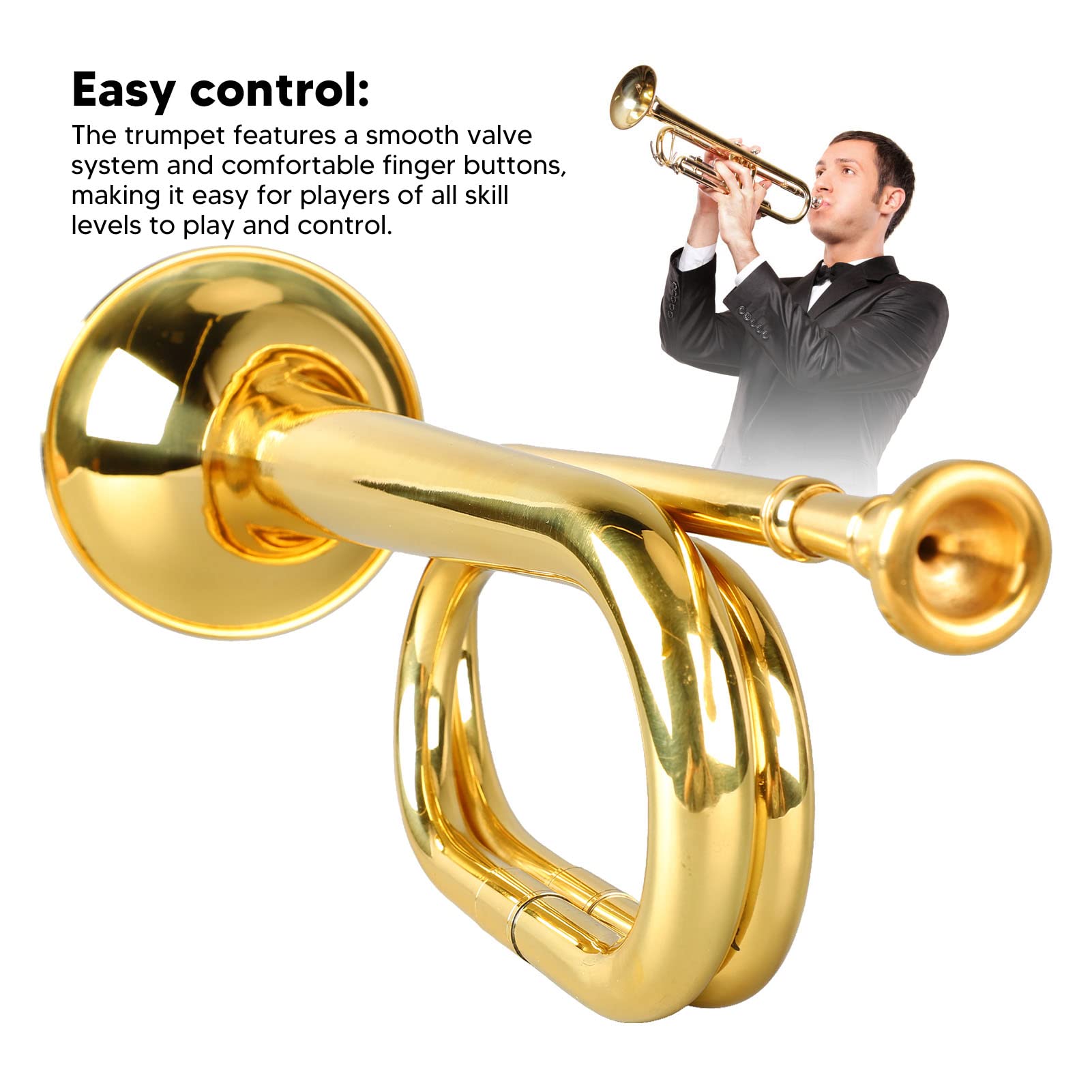 Walfront C Key Trumpet Military Style Brass Trumpet with Mouthpiece for Cavalry Bugle Military Orchestra Silver