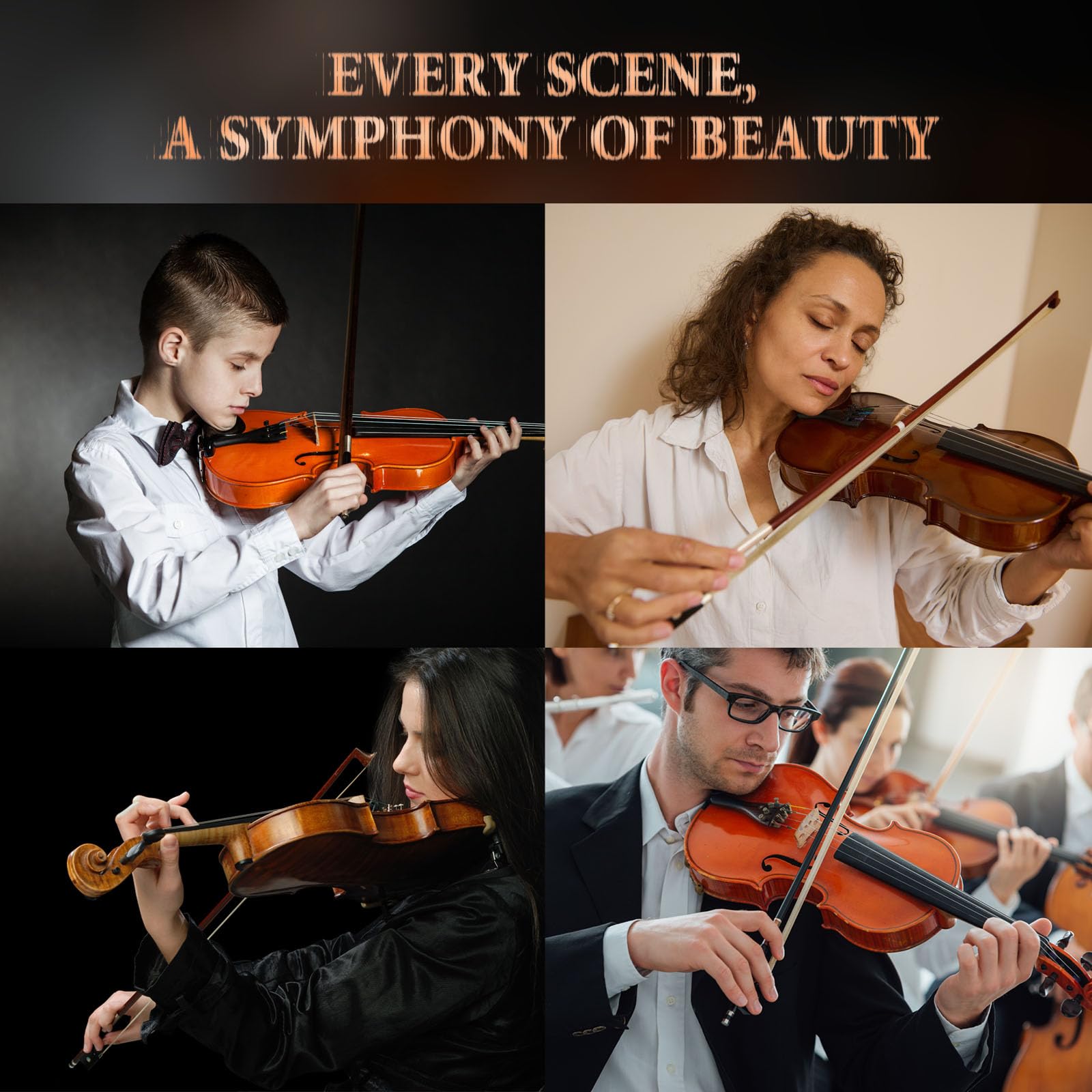 Allset Violin Fiddle Set: 4/4 Polished Violin Kit for Beginners, Acoustic Violin with Hard Case, Solidwood Handmade Starter Kit with Bow, Rosin, Shoulder Rest, Tuner, Strings-Burgundy (yellow, Full)