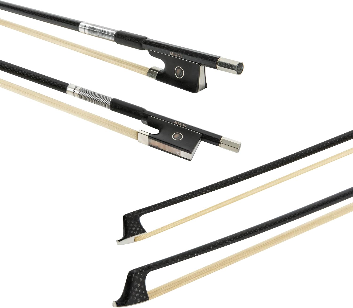 MI&VI NB-775 Professional Carbon Fiber Weave Violin Bow (Full Size 4/4) with Bow Case Included |Silver Winding Mount |Well Balanced |Perfect Weight | Mongolian Horse Hair - MIVI Music