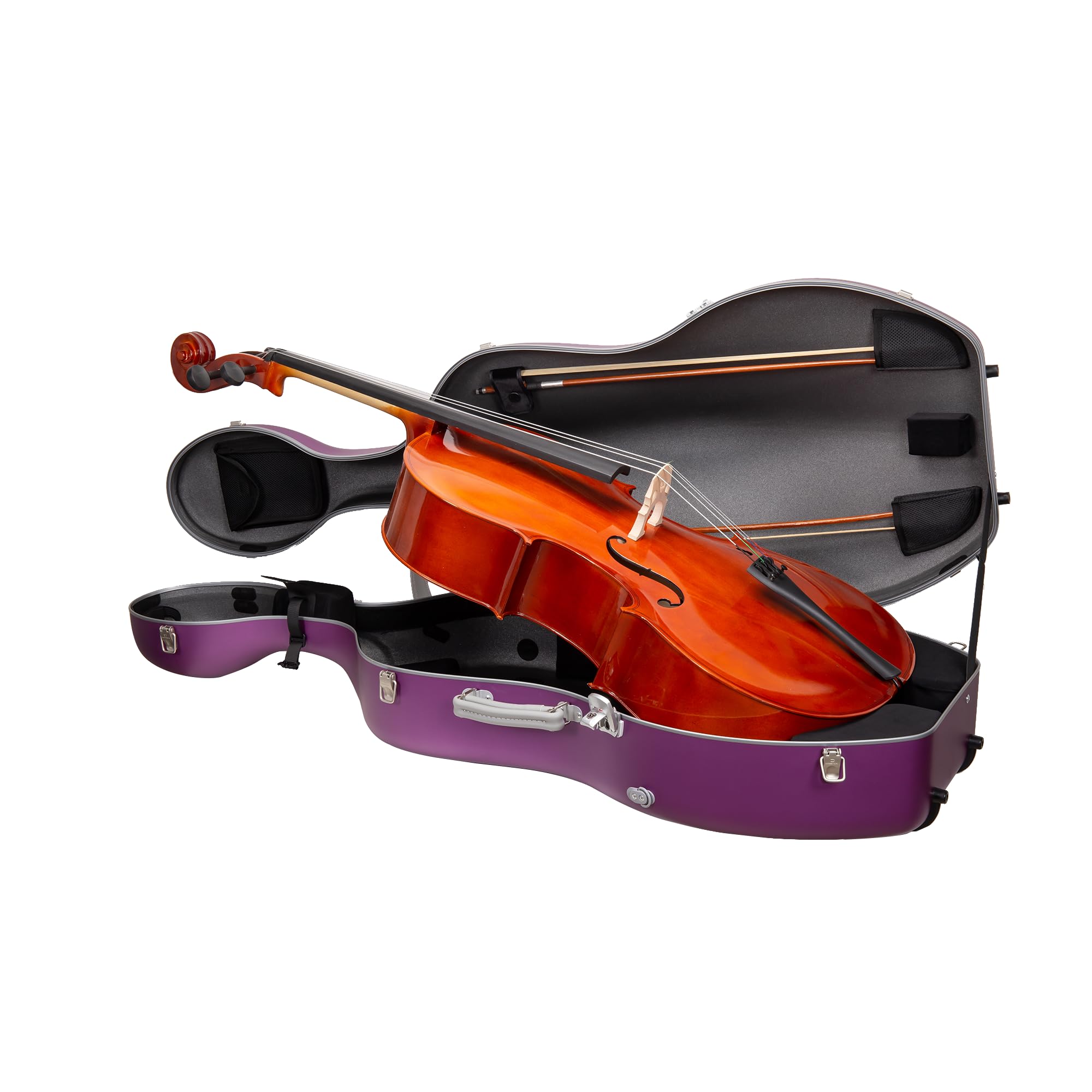 Crossrock Professional 4/4 Carbon Fiber Cello Case | 6lb Ultra-Light TSA Hardshell | Adjustable Magic Pads & Anti-Scratch Cover | Gloss Crimson Finish