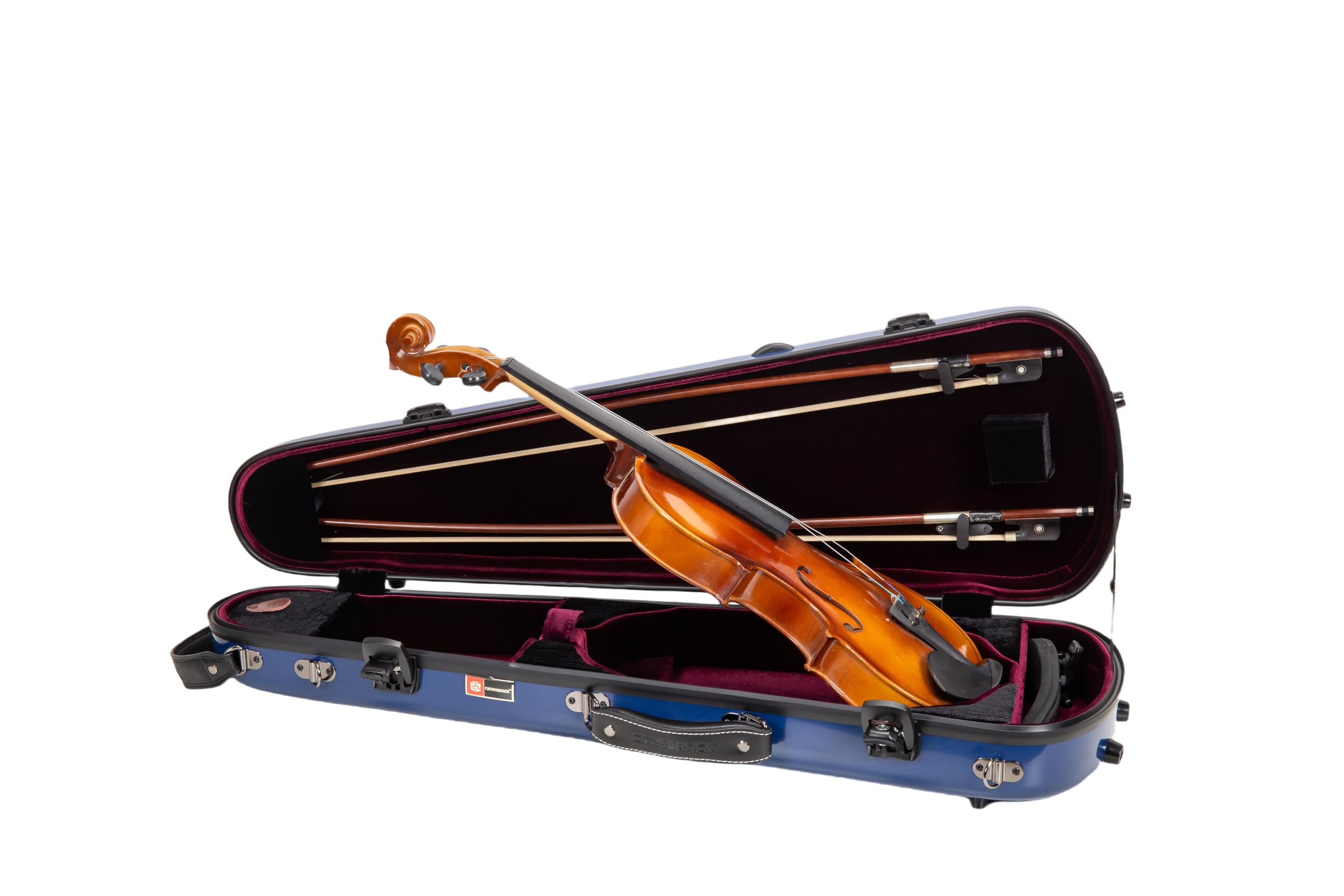 Crossrock Fiberglass Double Violin Case fits Two 4/4 Full-Size Violins- Includes TSA lock, Protective Blanket, Hygrometer, Removable Shoulder Straps- Milky White (CRF2020DVMW)