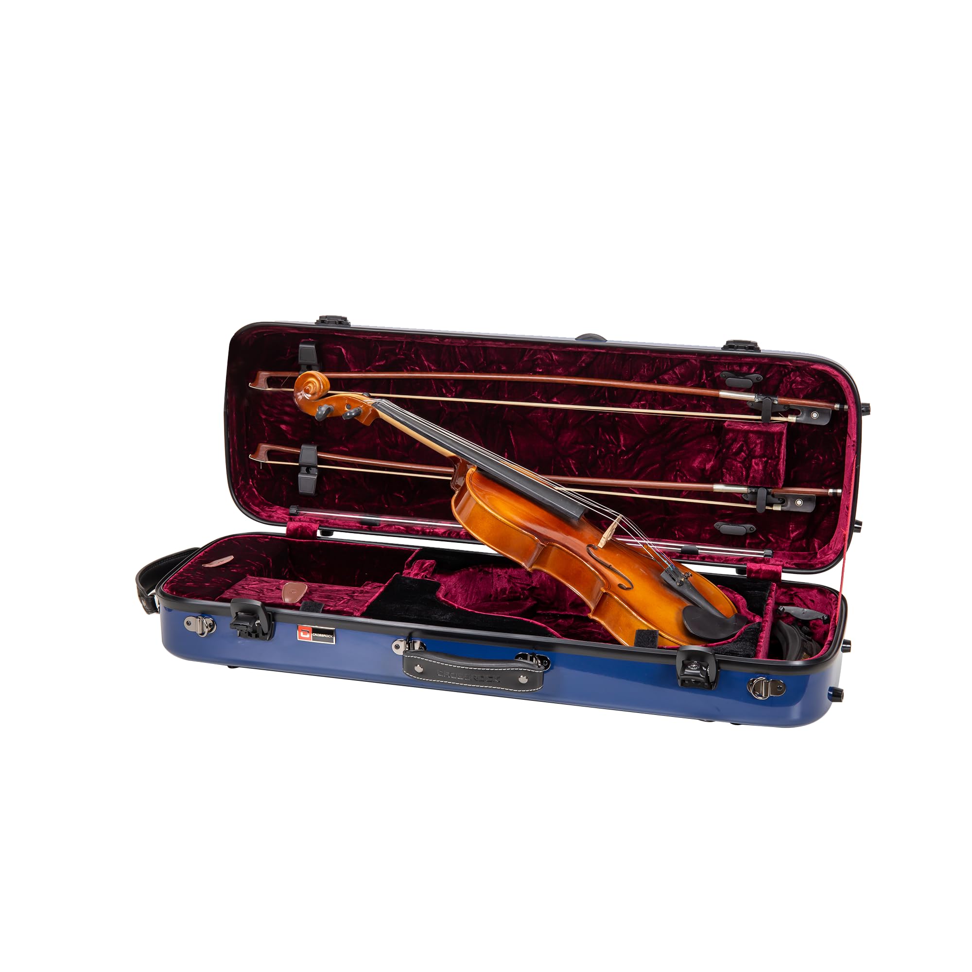 Crossrock Fiberglass Double Violin Case fits Two 4/4 Full-Size Violins- Includes TSA lock, Protective Blanket, Hygrometer, Removable Shoulder Straps- Milky White (CRF2020DVMW)