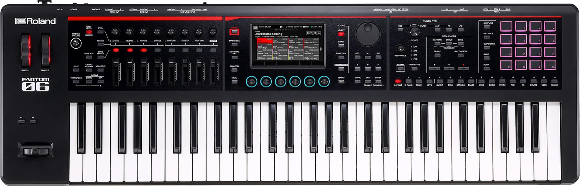 Roland Fantom 8 EX 88-Key Workstation Keyboard Synthesizer Bundle with Adjustable Stand, Sustain Pedal, Online Piano Lessons, Instructional DVD, and Austin Bazaar Polishing Cloth