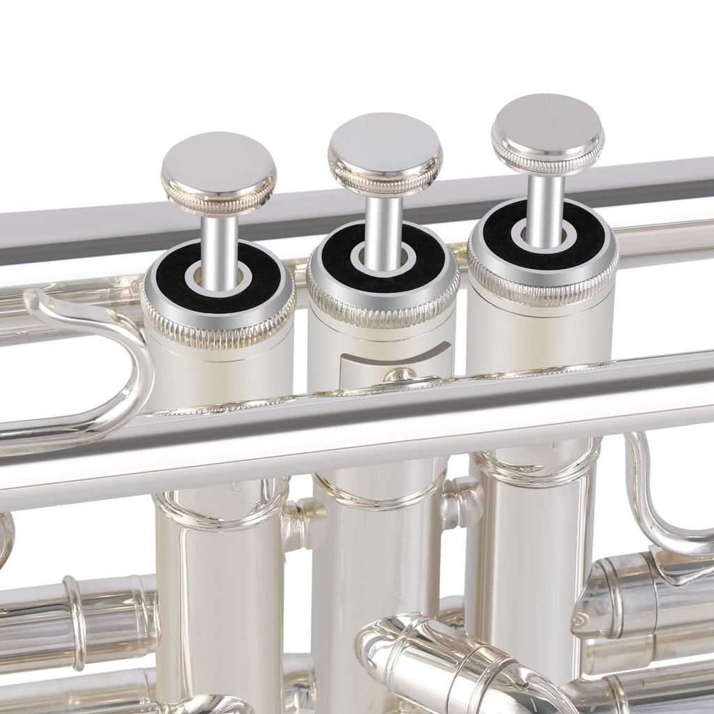 EASTROCK Bb Trumpet Standard Trumpet Set with Carrying Case,Gloves, 7C Mouthpiece, Tuning Rod, Black Nickel,Hand Carved Craft