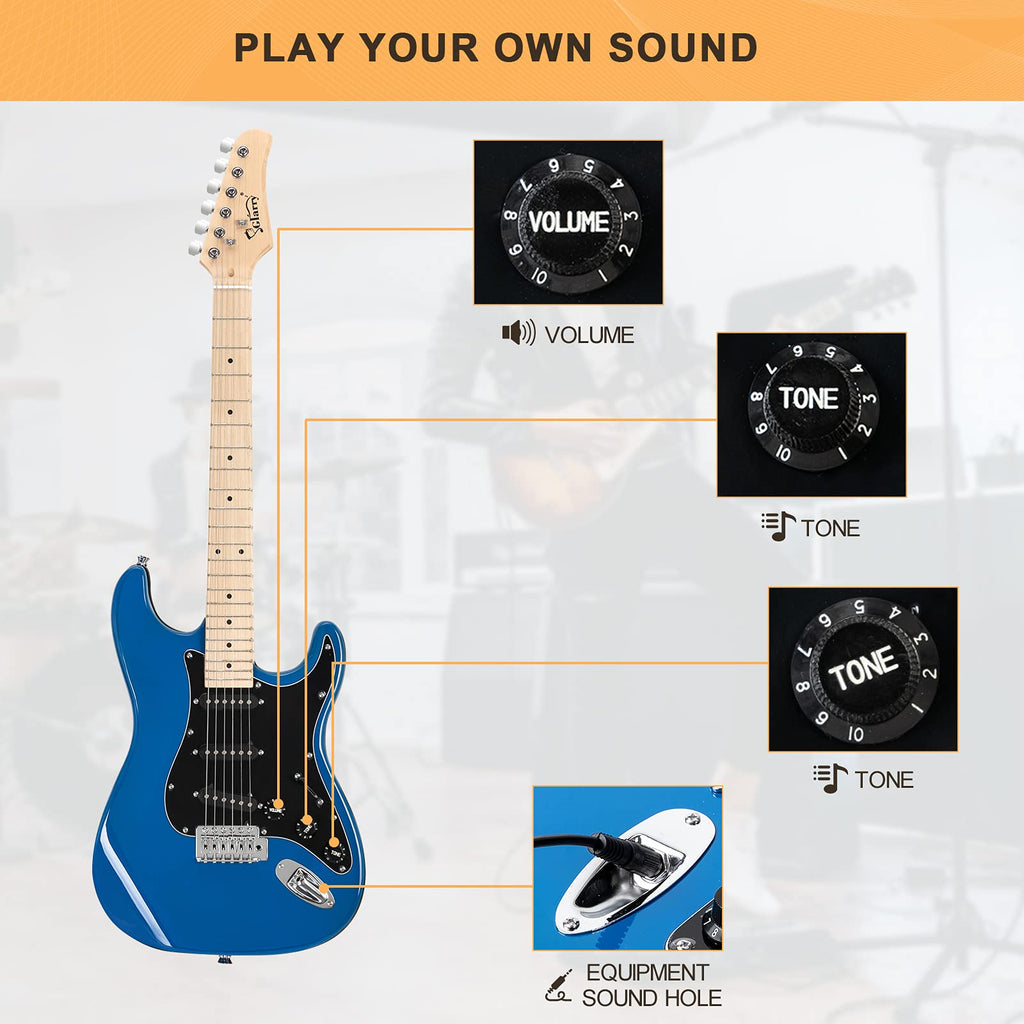 GLARRY Full Size Electric Guitar for Music Lover Beginner with 20W Amp and Accessories Pack Guitar Bag (GREEN, Left Handed 39")