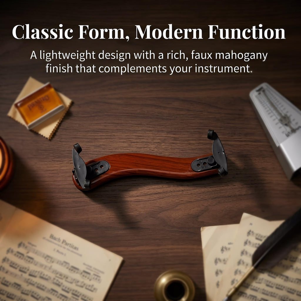 NANYI Premium Violin Shoulder Rest 1/2 Size & 1/4 Size, Adjustable Wood Shoulder Rest for Violin with Comfortable Thick Foam Pad, Collapsible Silicone Feet, Includes Violin Mute