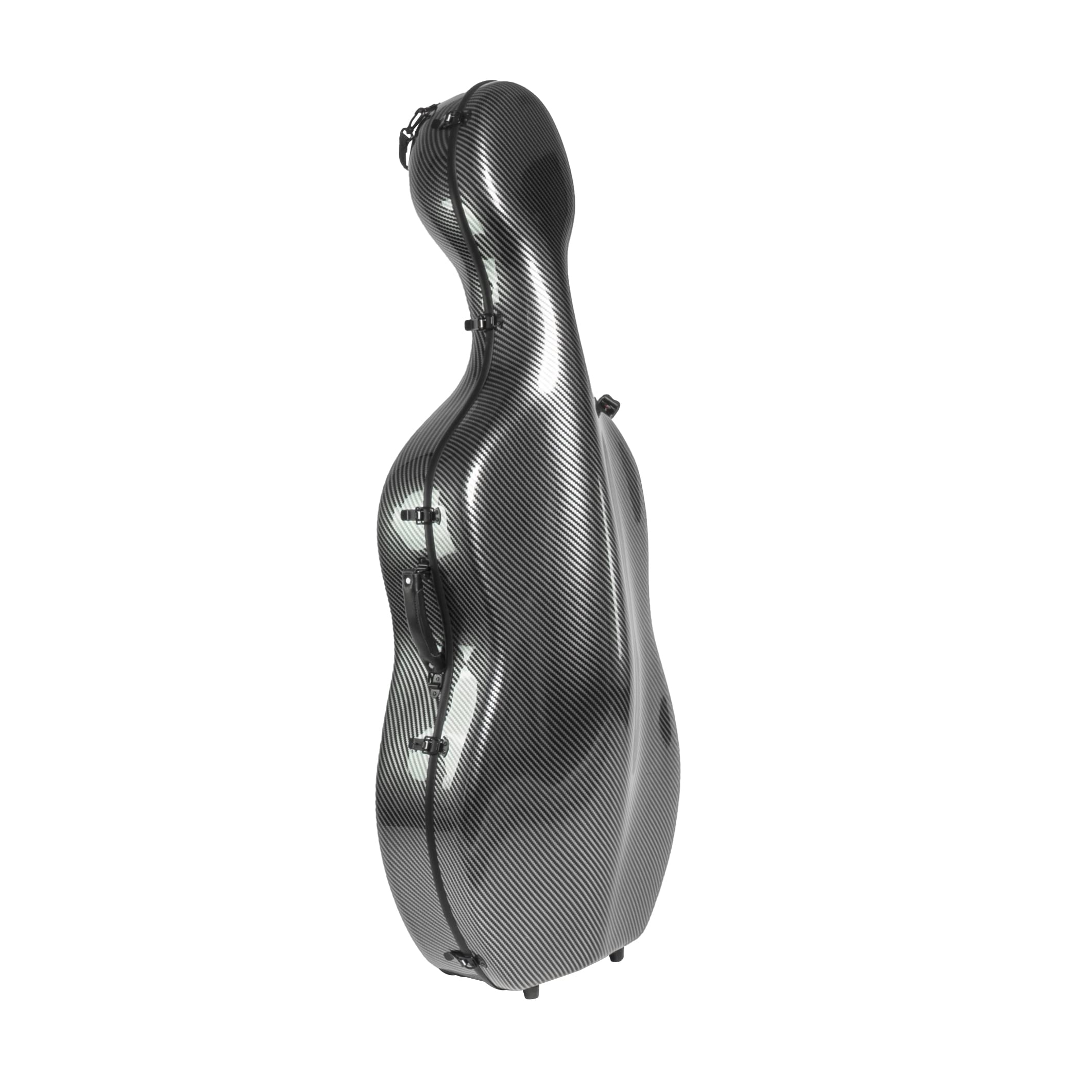 MI&VI Forte Series Hard Cello Case (Full Size) with Wheels — Polycarbonate Tough Shell Case for 4/4 Sized Cellos (White)