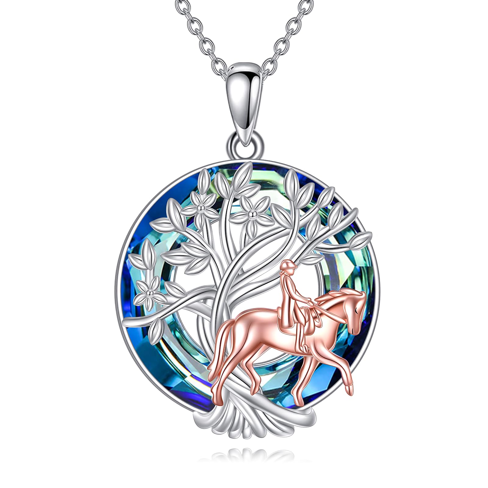 YFN Tree of Life Necklace Sterling Silver Crystal Jewelry Graduation Birthday Gifts for Women
