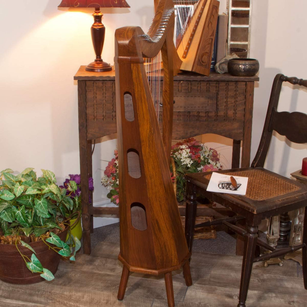 Roosebeck 29-String Mintrel Pedestal Harp w/Chelby Levers & Bag, 5 Panel
