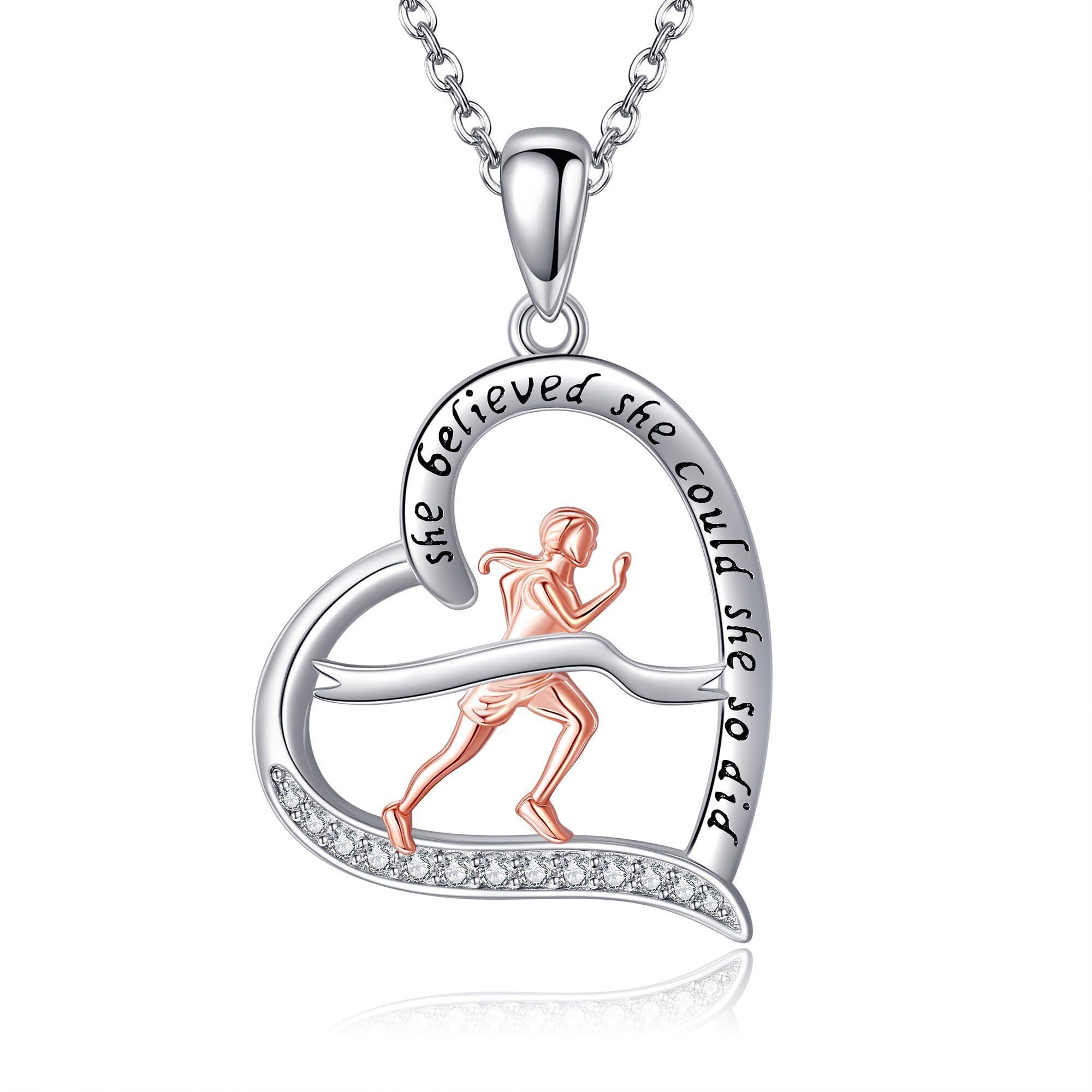 Sterling Silver S925 Ballet/Violinists/Gymnastics/Cello/Runner/Tennis/Piano/Artist Necklace Jewelry Gifts for Women Christmas Gift