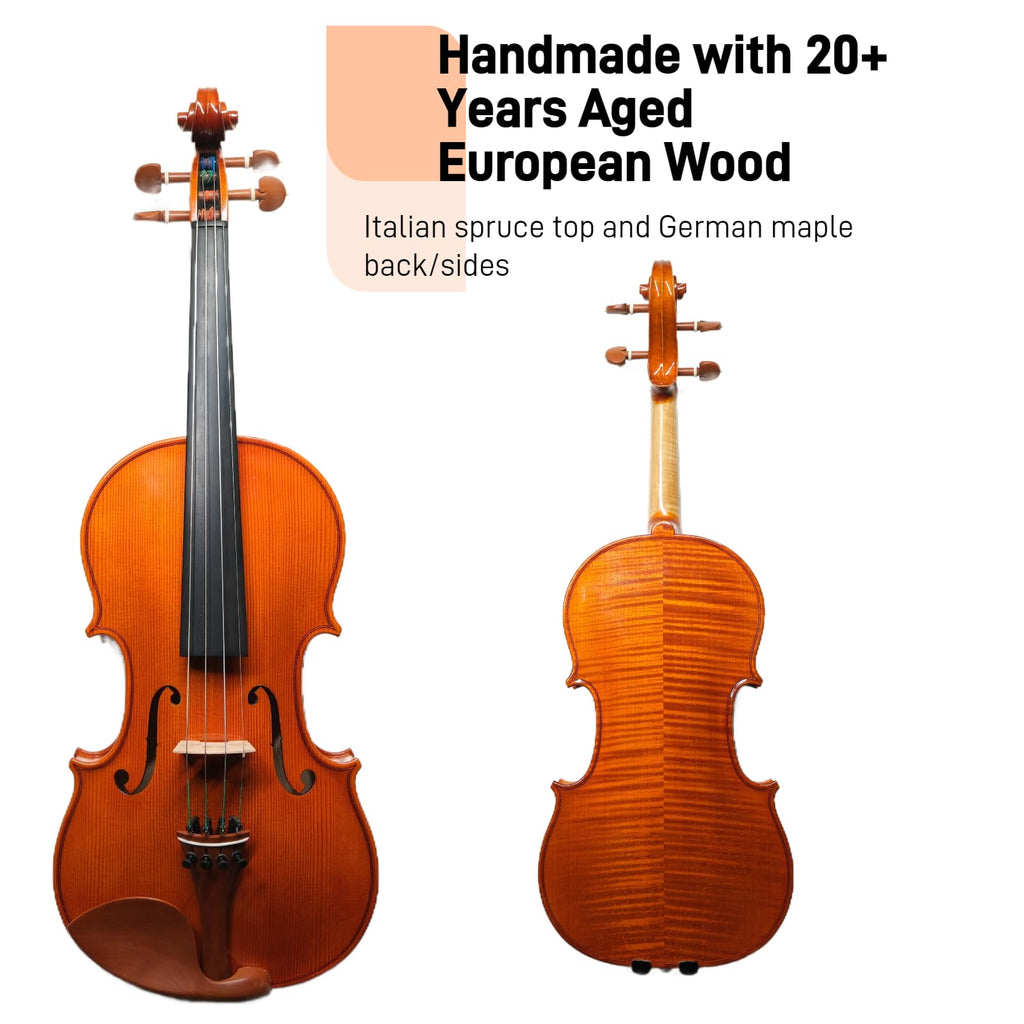 Master 4/4 Full-Size Violin | Hand-Varnished with 20+ Year Aged Italian Spruce & Bosnian Maple | Professional Orchestra Instrument for Professional soloists and session players (VIO1328)