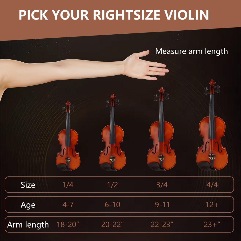 Violin 4/4 Full Size,Beginner Violin For Kids,Students,Adults,Fiddle Set with Hard Case,Bow,Rosin,Shoulder Rest,Tuner,Extra Strings,Bridge,Fingerboard Stickers