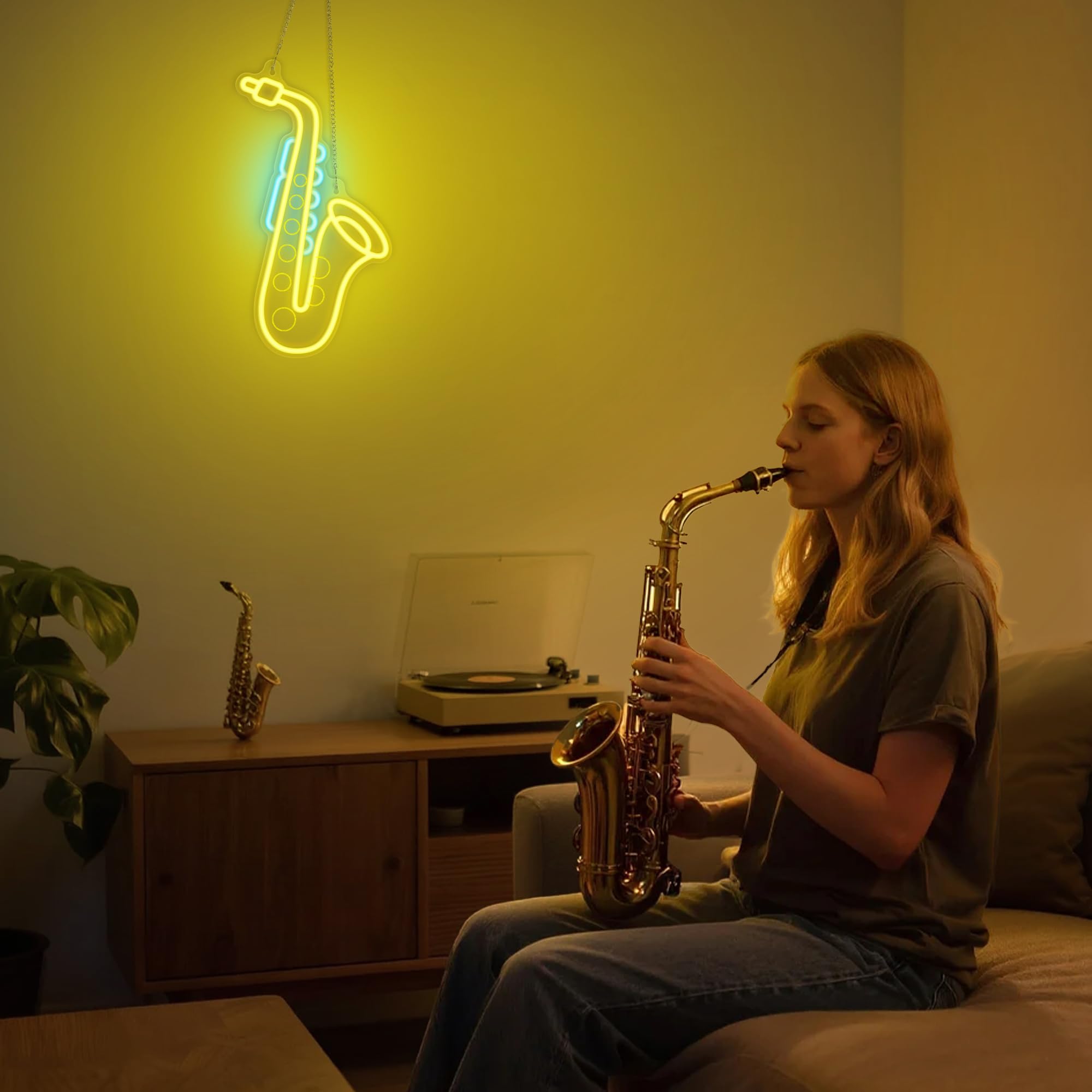 CoolGift Mart Acoustic Guitar Neon Light, Dimmable LED Guitar Neon Wall Sign USB Powered, Decorations for Bedroom Living Room Man Cave Music Studio, Gift for Guitar Players Guitarists Music Lovers