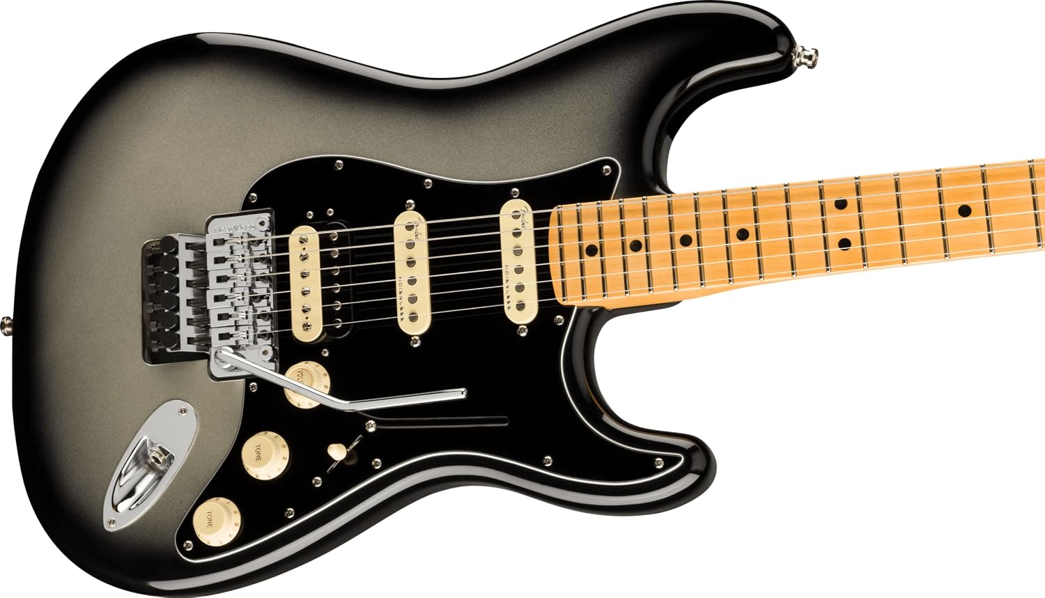 Fender American Ultra Luxe Stratocaster Floyd Rose HSS - Silverburst with Maple Fingerboard