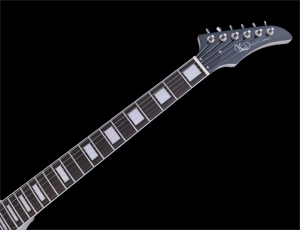 KGD Relic Electric Guitar-6-String Heavy Metal Guitar with Bone Nut, Professional Electric Guitar for Adults(Black&White)