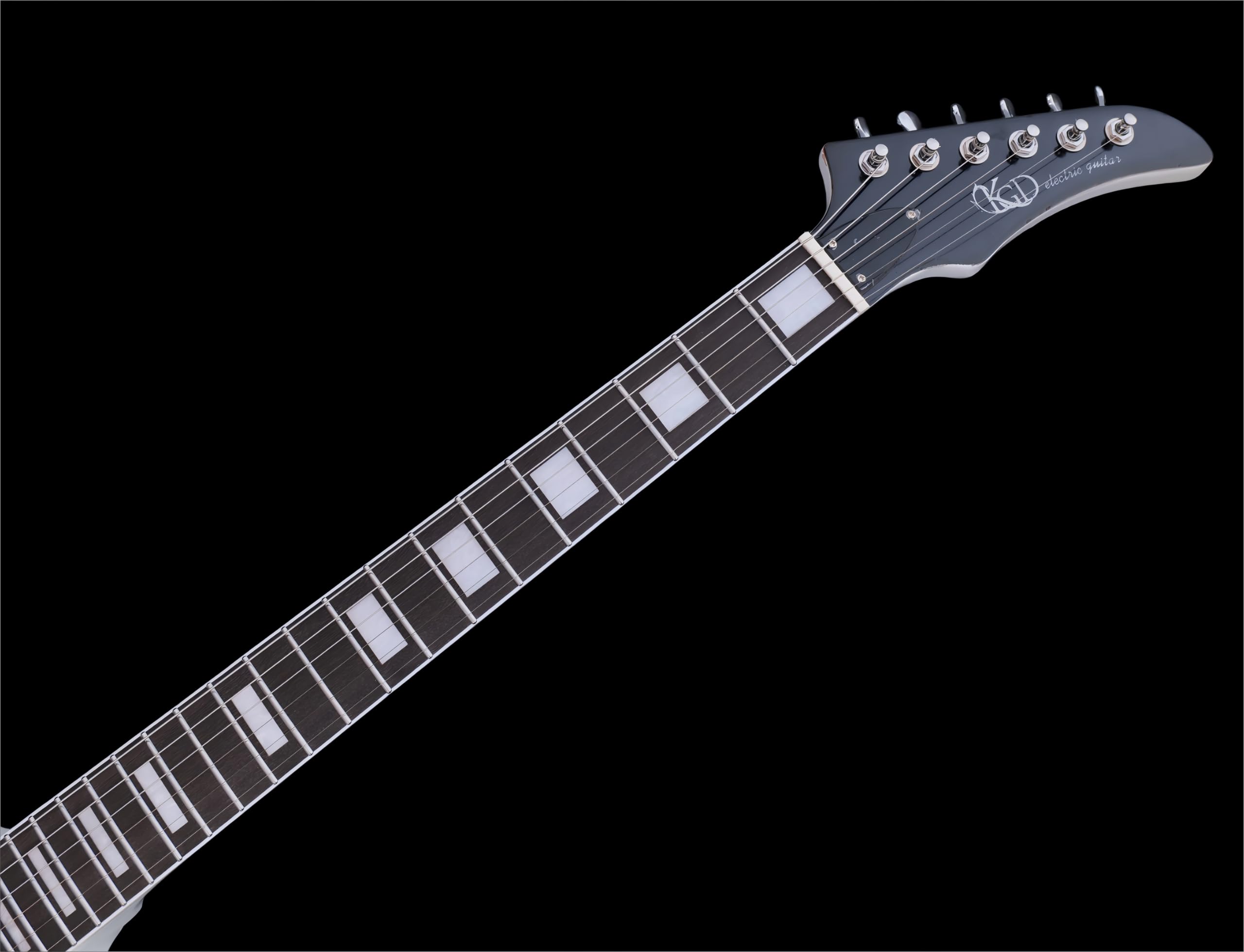 KGD Relic Electric Guitar-6-String Heavy Metal Guitar with Bone Nut, Professional Electric Guitar for Adults(Black&White)