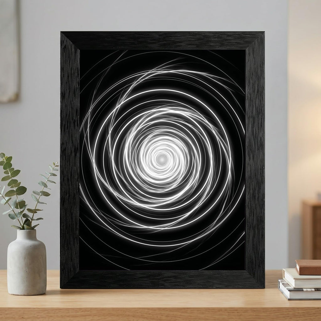Framed Canvas Wall Art Minimalist Abstract Cello Musical Instrument Electric White Glowing Lines on Black Canvas Print Poster Black Frame Wall Decor for Music Room Studio Modern Art, Inch 24x36