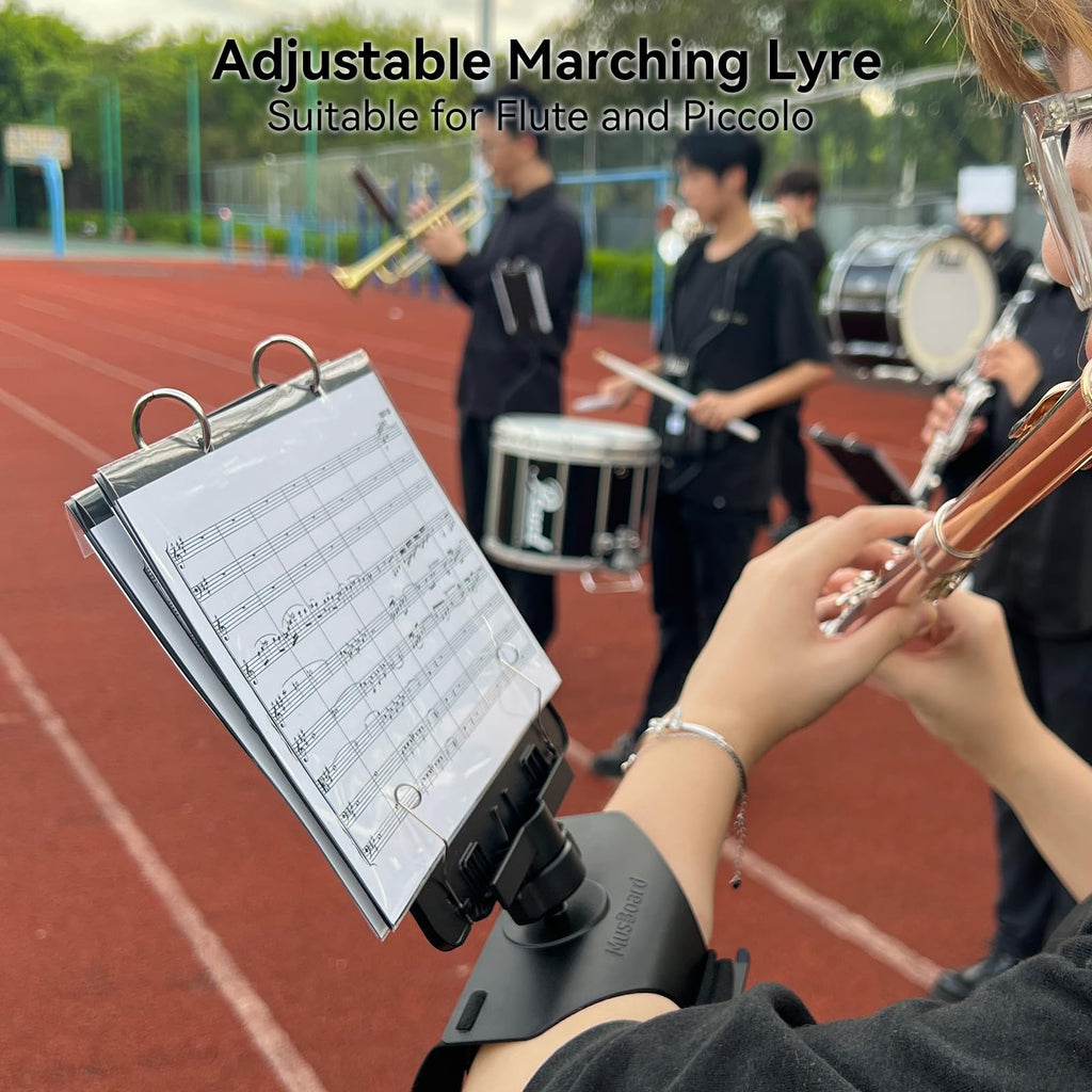 Trumpet Lyre TC10, Adjustable Marching Band Lyre for Trumpet with Flip Folder, Includes 10 Refill Sleeves