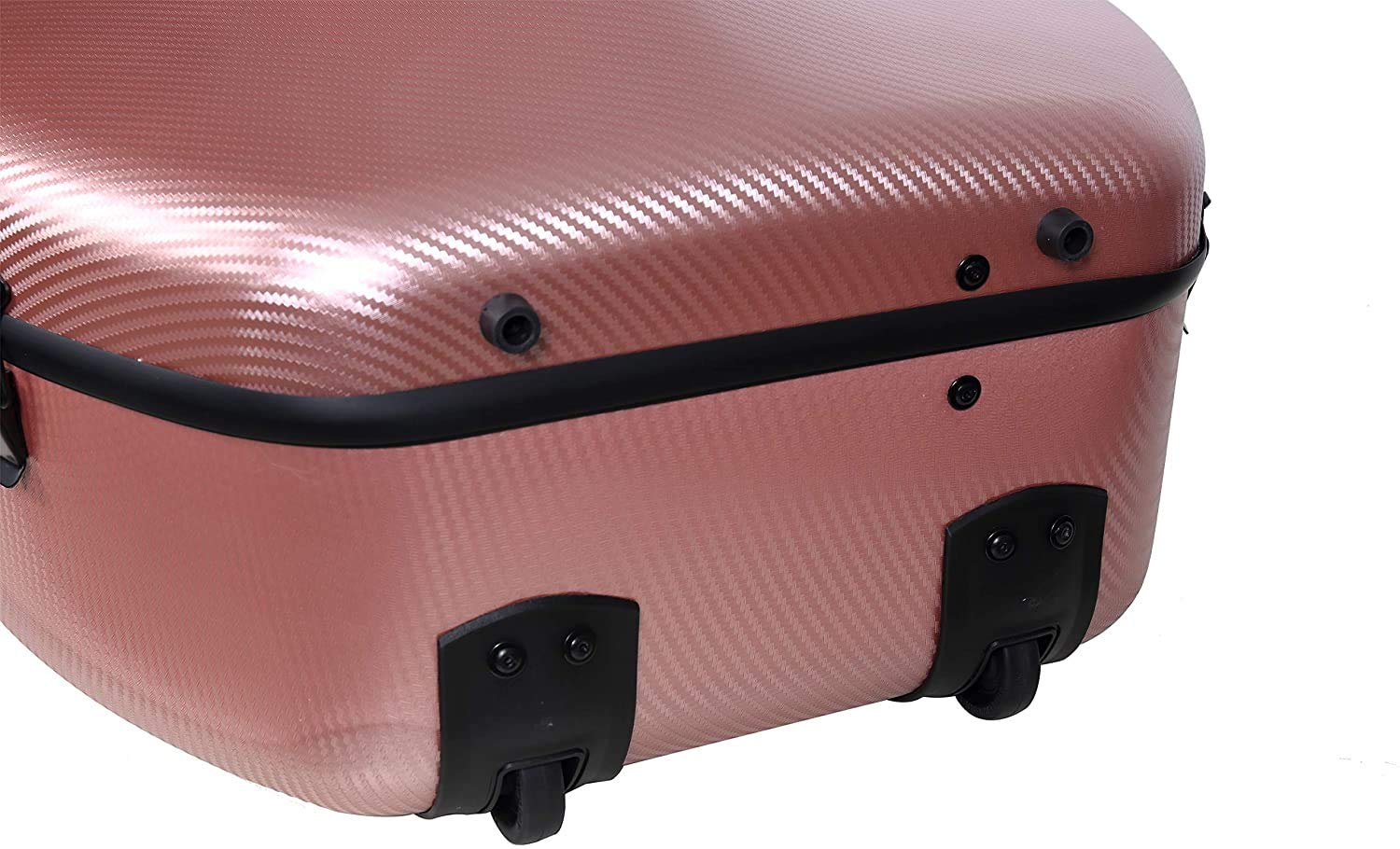 Crossrock Poly Carbon Cello Case for 4/4 Full-Size | Matte Rose Gold Finish, Black Velvet Interior, Wheels & Bow Storage – Durable Lightweight Hardshell