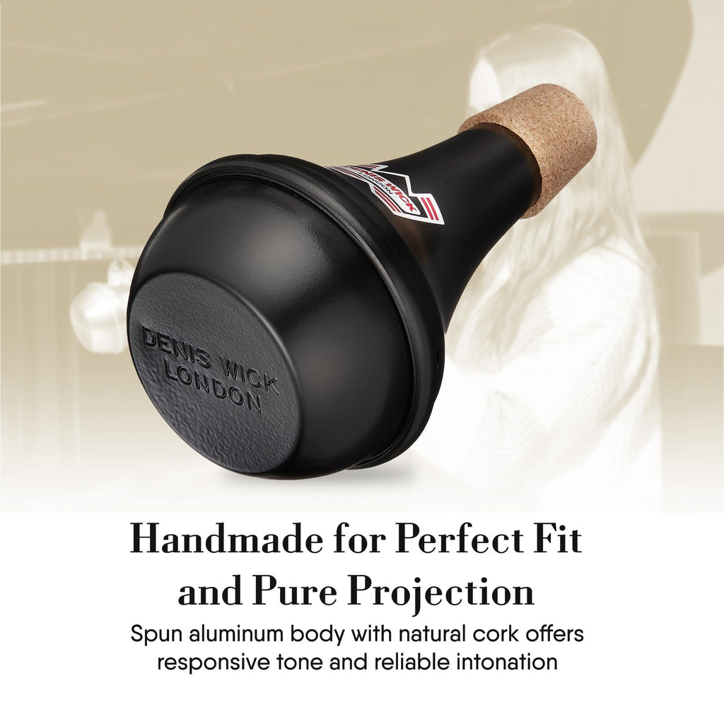 Denis Wick Straight Mute for Trumpet or Cornet, 5504 - Hand-Spun Aluminum Mute with Natural Cork - Brilliant Tone, Reliable Intonation & Tight-Bell Fit for Performance - 6.1 x 3.4 x 3.4 In, 2.26 oz