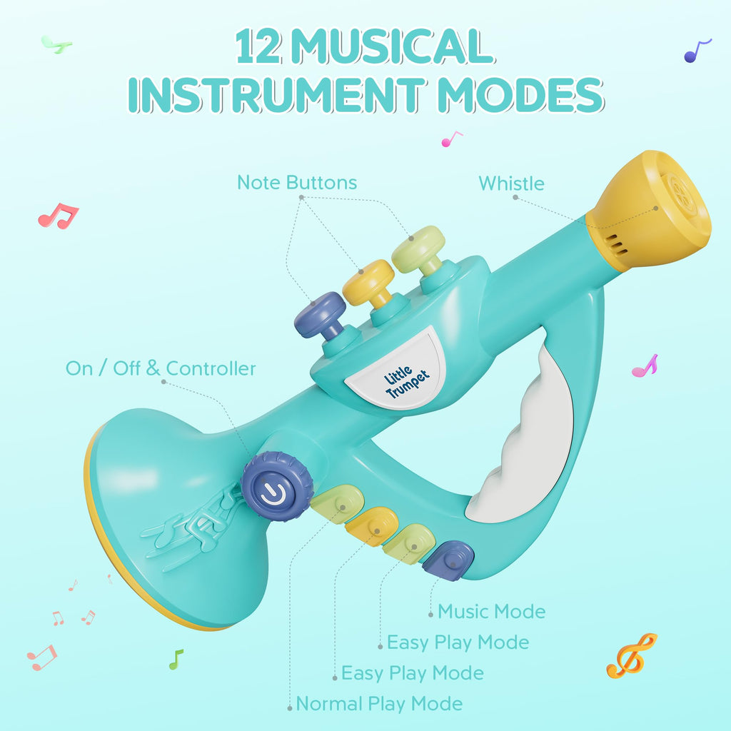 Generic Toddler Musical Trumpet Toy for Kids - 2026 Upgraded Musical Enlightenment Instrument Toy, Develops Musicality, for Boys Girls Ages 3 4 5 6 7 8, Pink