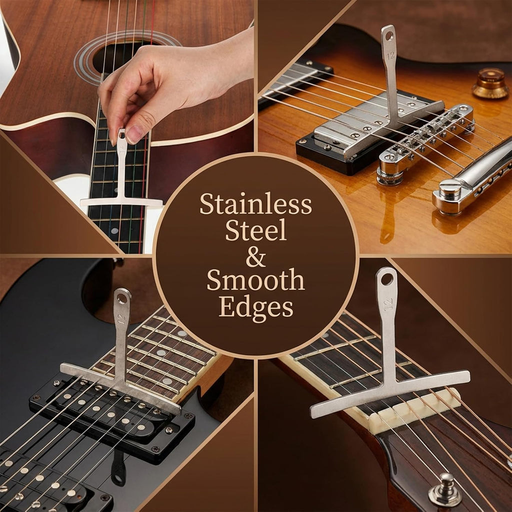 10 Pcs High Contrast Luthier Set up Tools Guitar Luthier Tools 9 Pcs Understring Guitar Radius Gauge and 1 String Action Height Gauge Ruler Measuring Tool Kit for Guitars Bass Setup Accessory