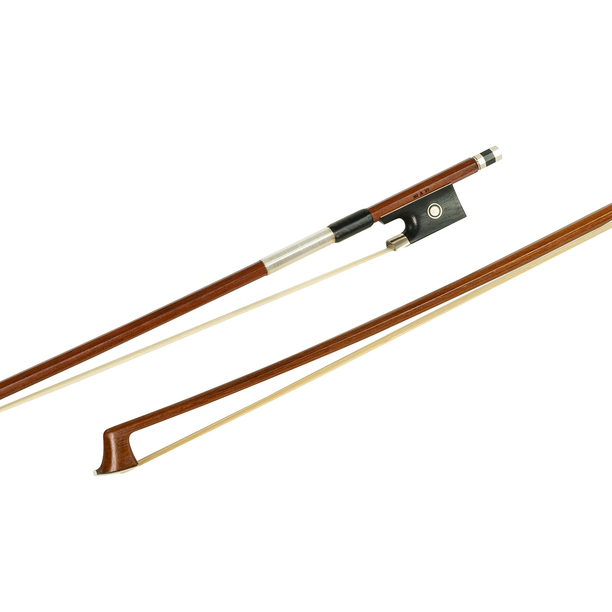 MI&VI NB-510 Brazilwood Violin Bow (1/2 Size) with Ebony Frog | Octagonal Silver Mount | Well Balanced | Light Weight | Real Mongolian Horse Hair - MIVI Music